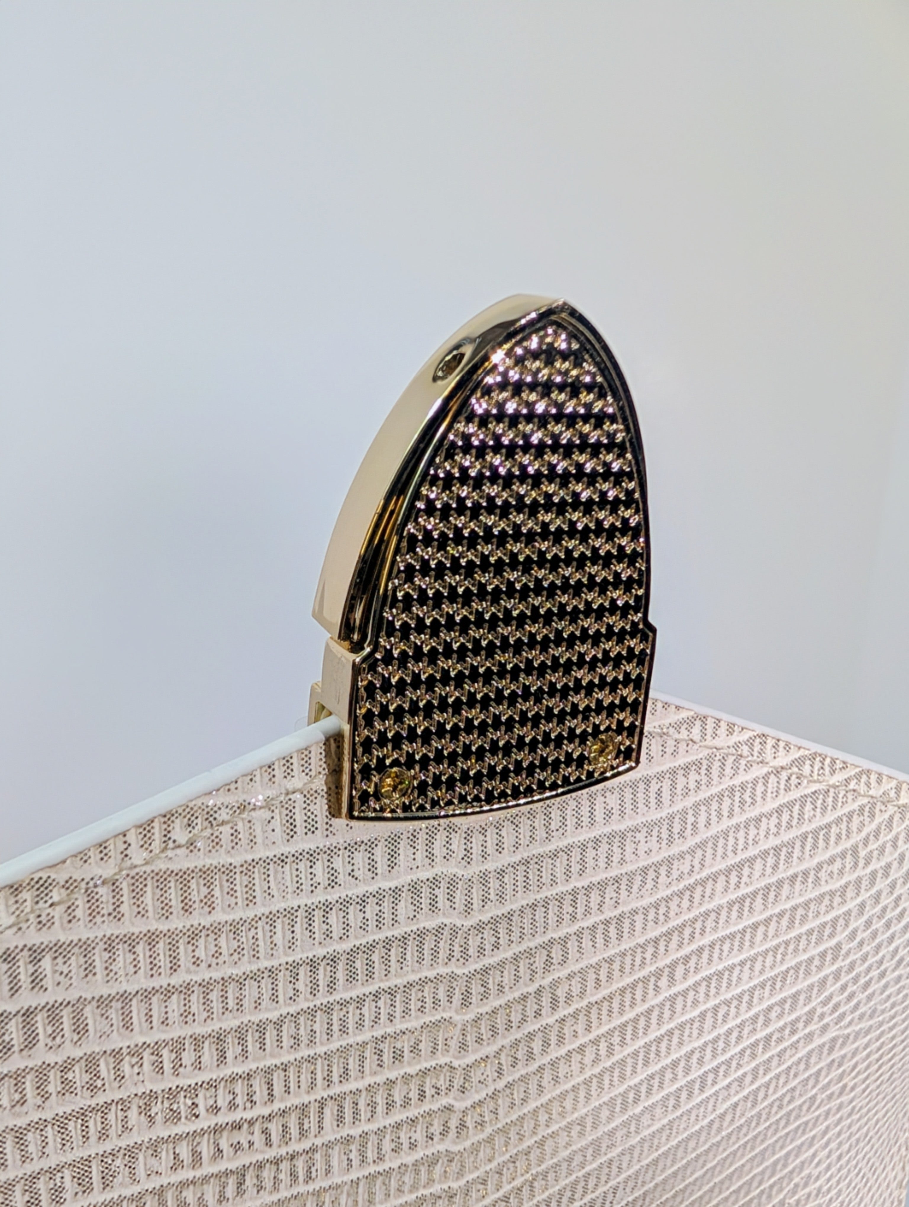 Aspinal of London Ivory White Lizard Embossed Calfskin Mini Mayfair Bag