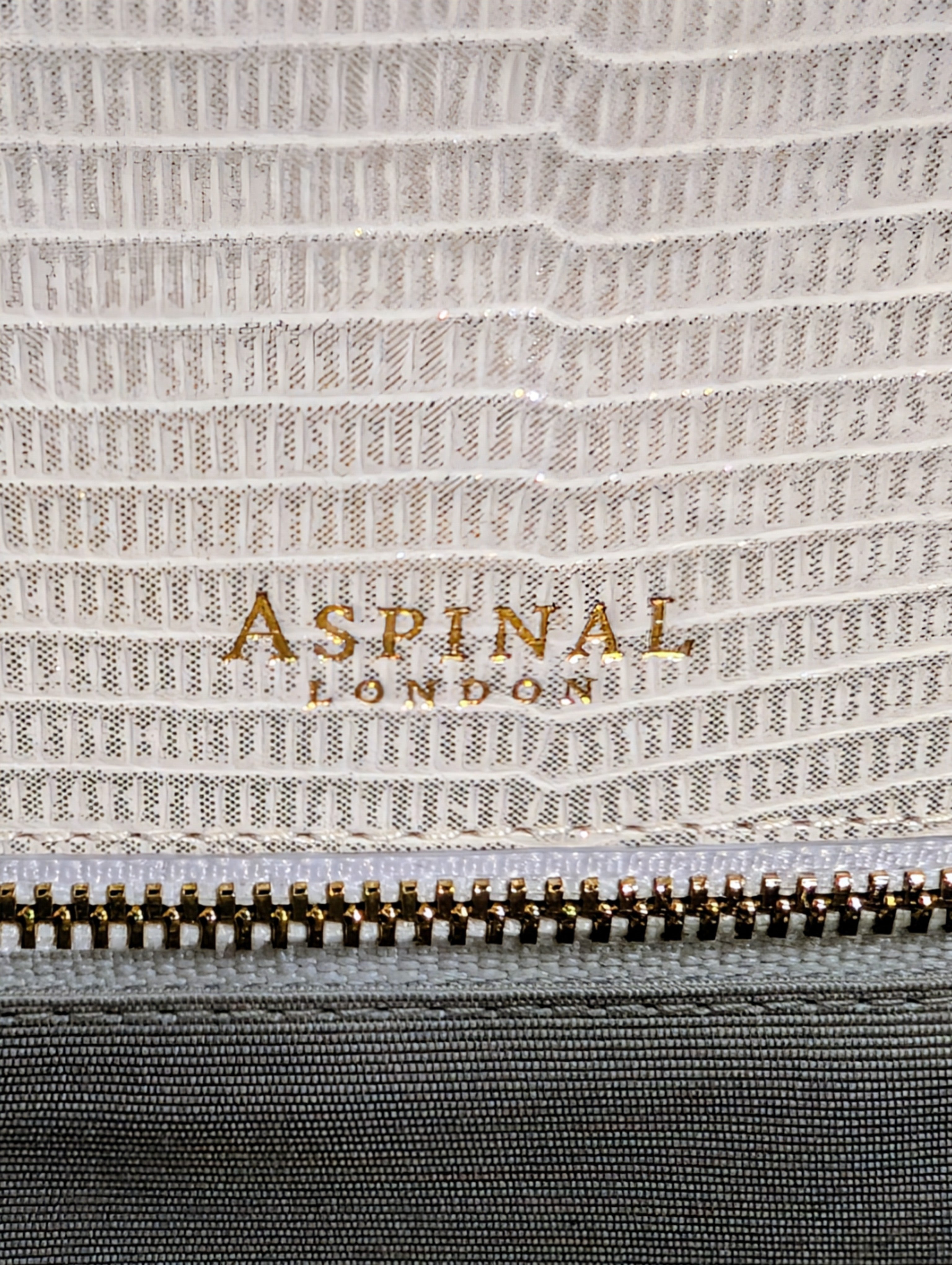 Aspinal of London Ivory White Lizard Embossed Calfskin Mini Mayfair Bag