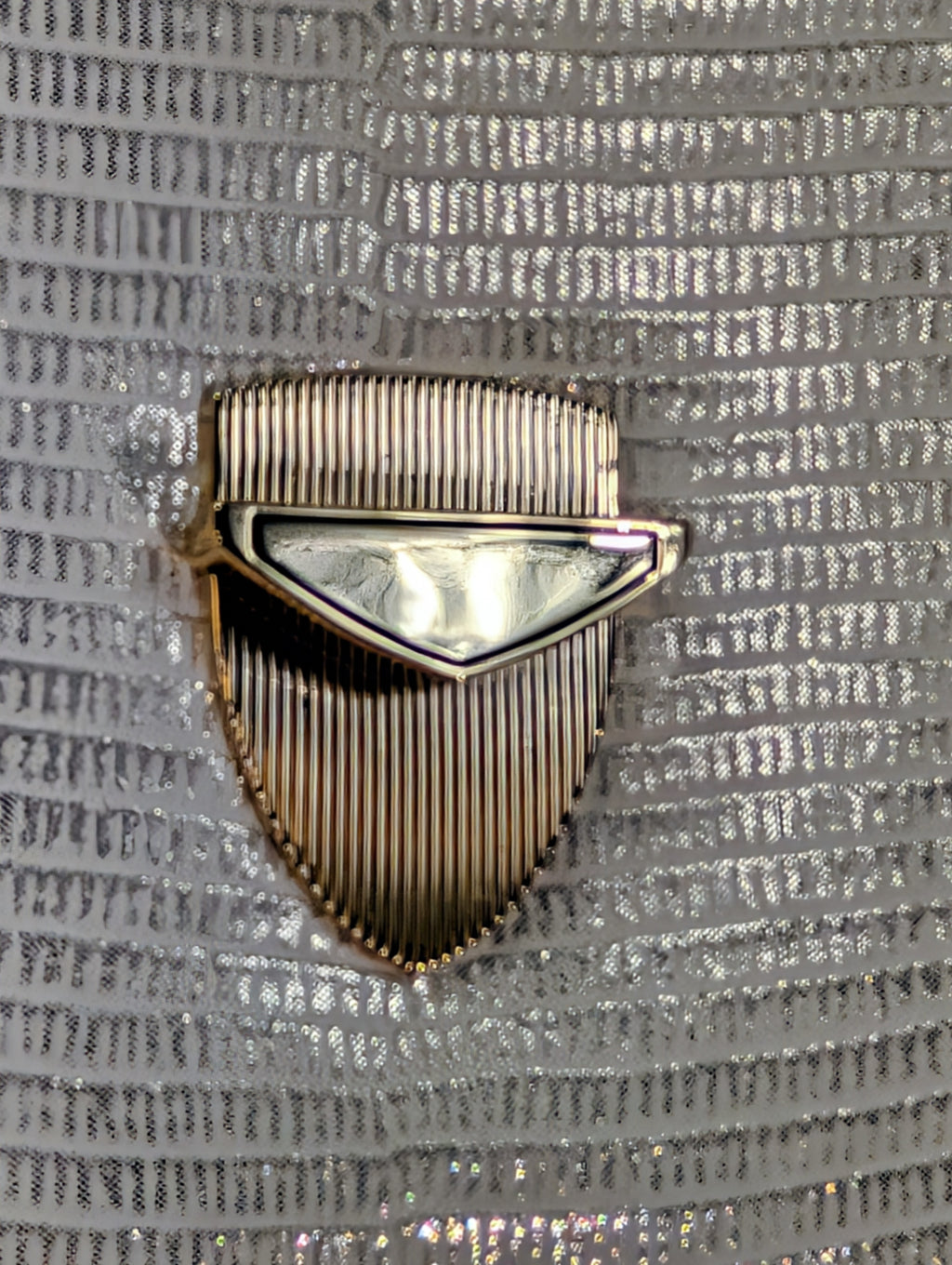 Aspinal of London Ivory White Lizard Embossed Calfskin Mini Mayfair Bag