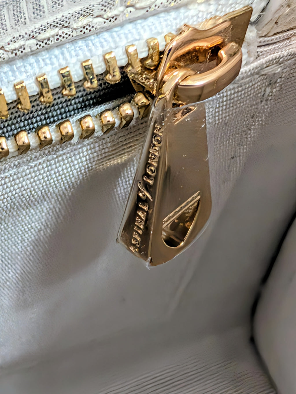 Aspinal of London Ivory White Lizard Embossed Calfskin Mini Mayfair Bag