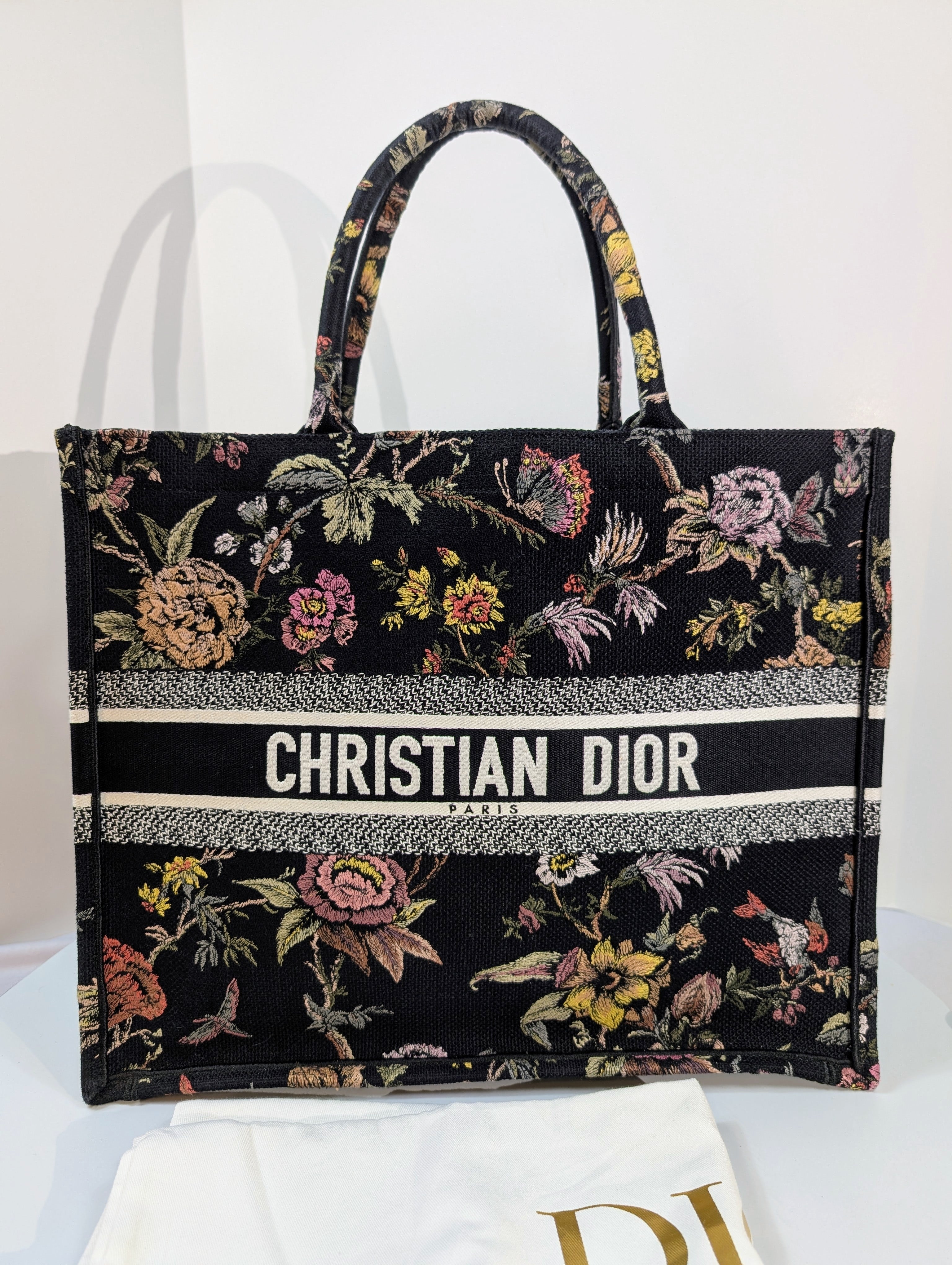 Christian Dior Black Floral Large Book Tote