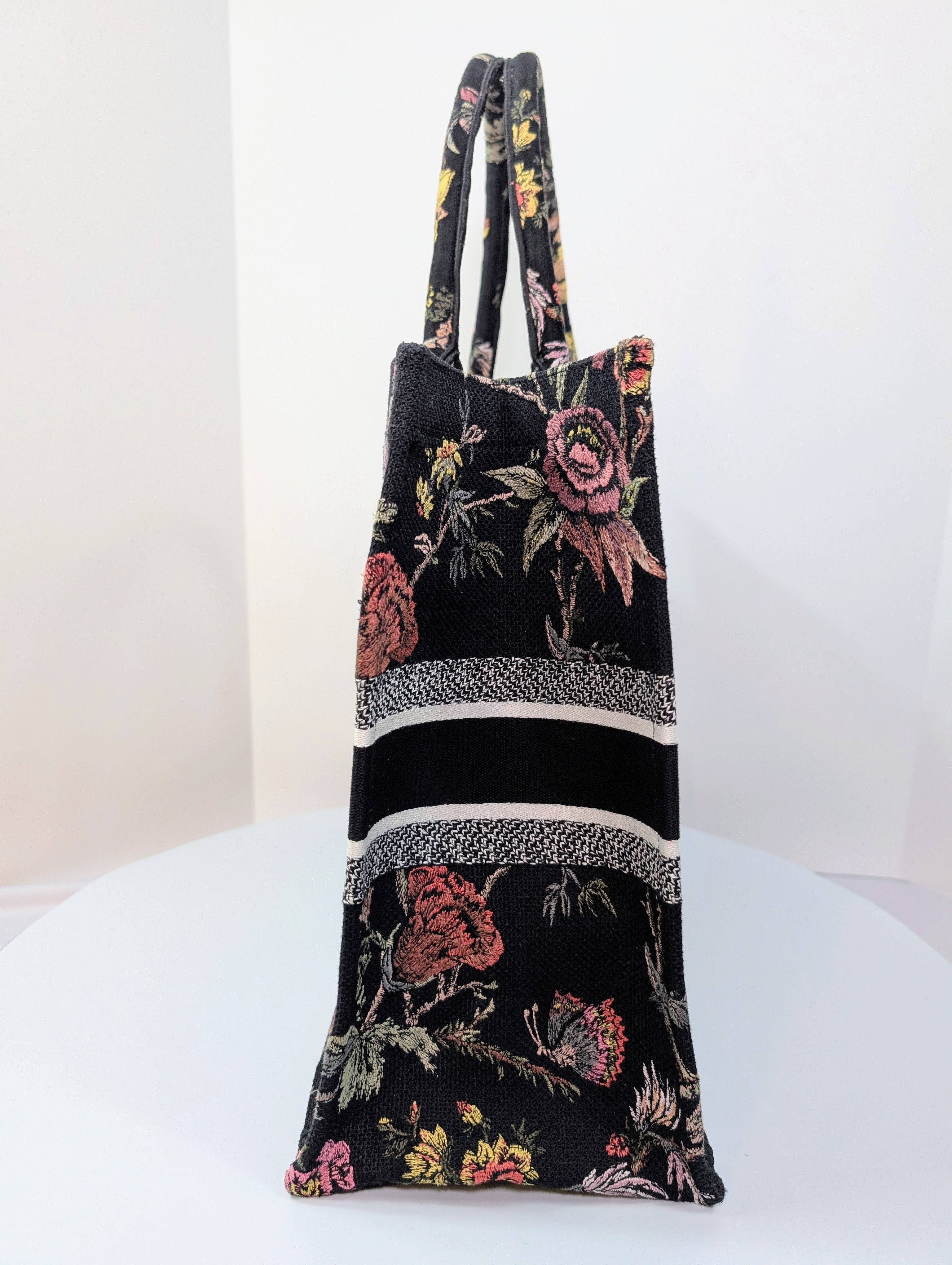 Christian Dior Black Floral Large Book Tote