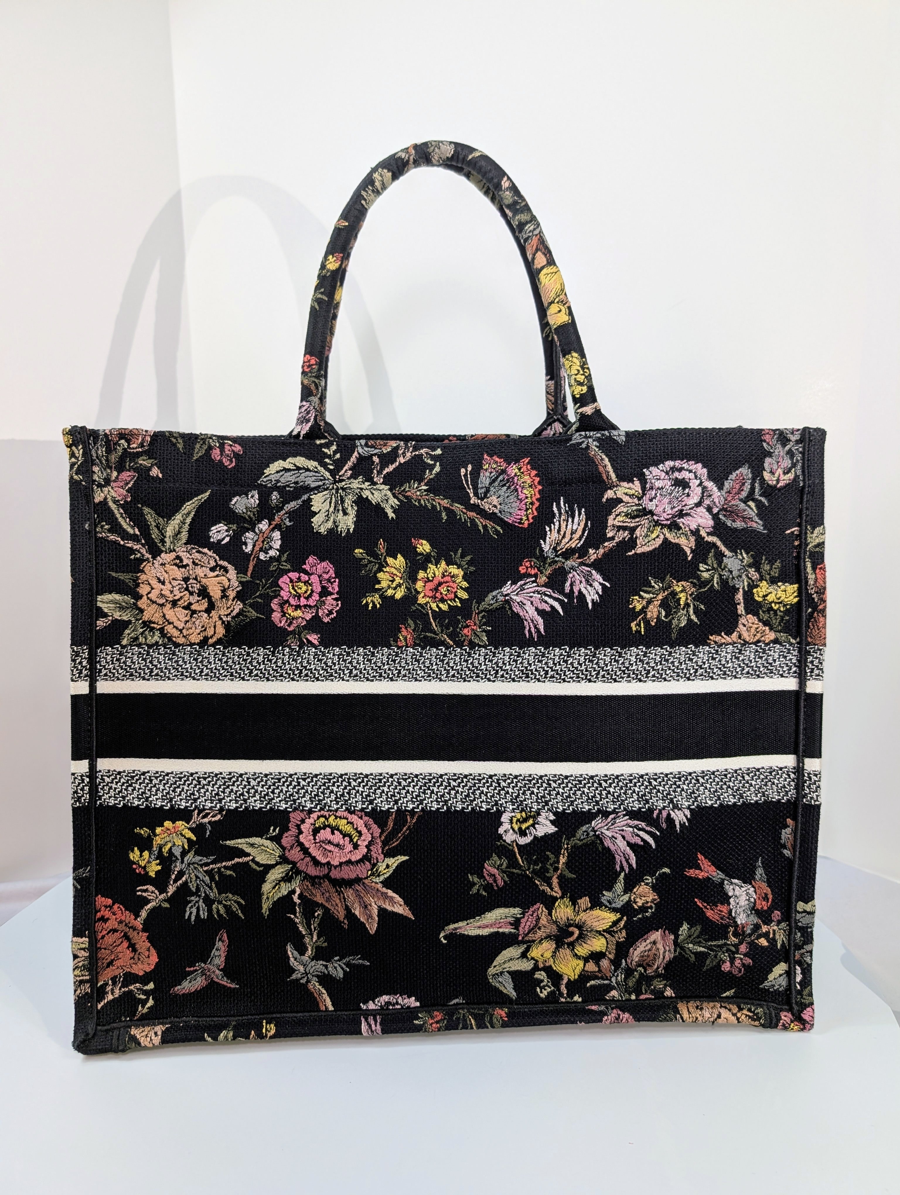Christian Dior Black Floral Large Book Tote