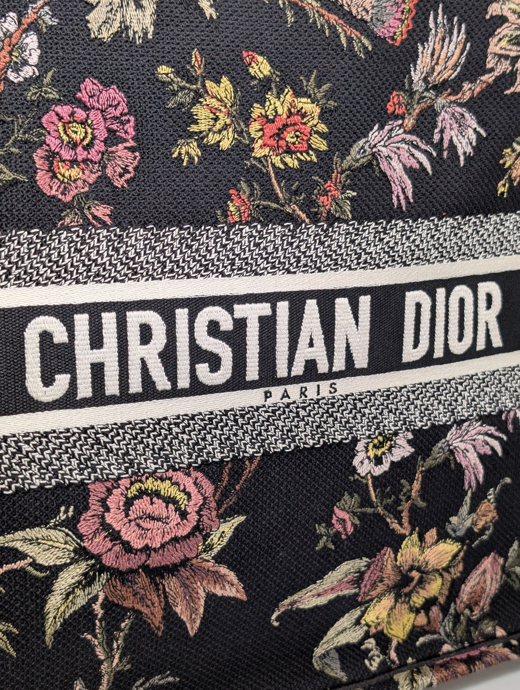 Christian Dior Black Floral Large Book Tote