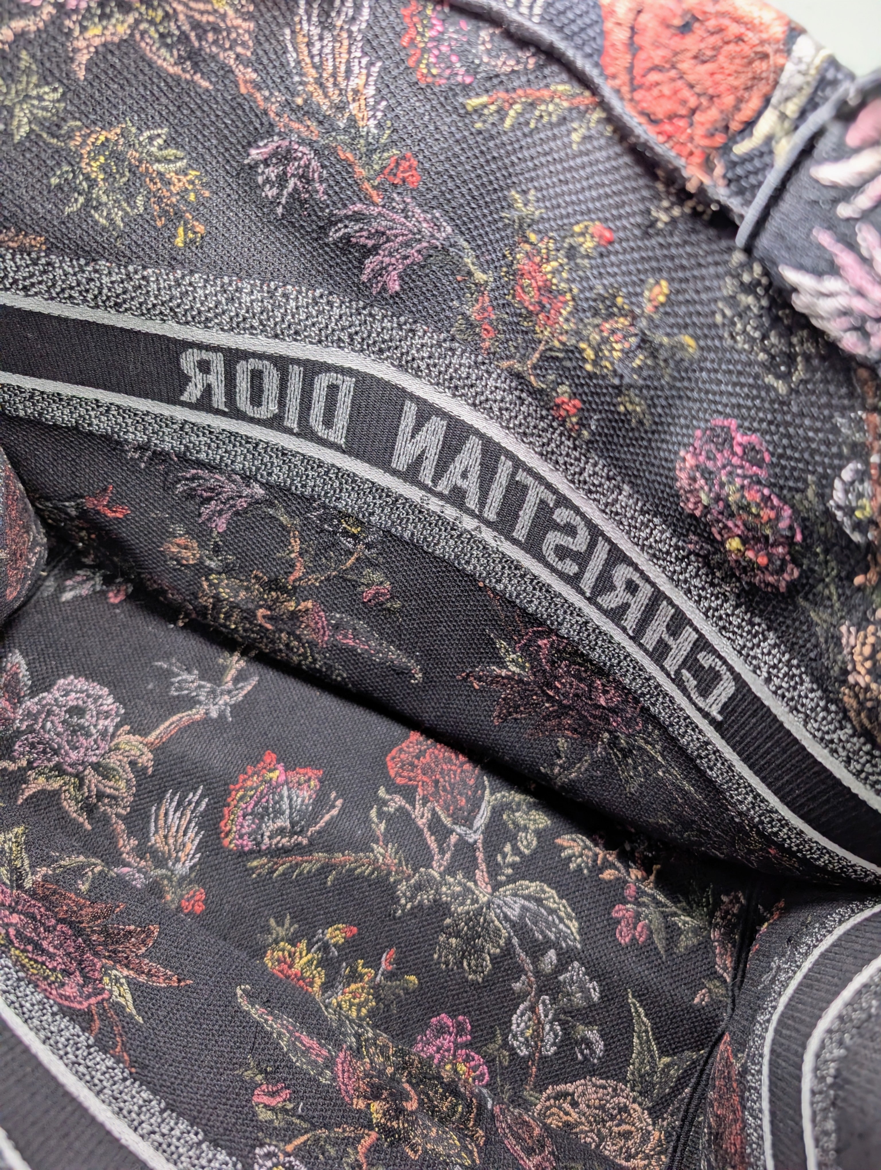 Christian Dior Black Floral Large Book Tote