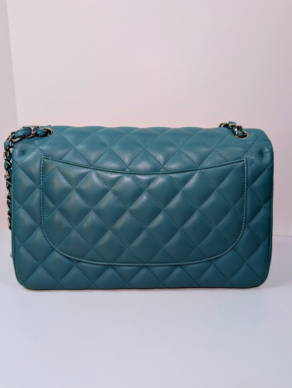 Chanel Teal Quilted Lambskin Jumbo Classic Double Flap Bag