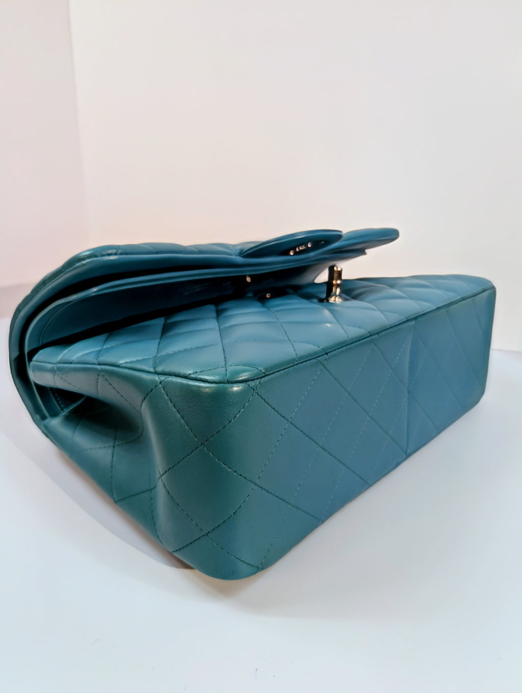 Chanel Teal Quilted Lambskin Jumbo Classic Double Flap Bag