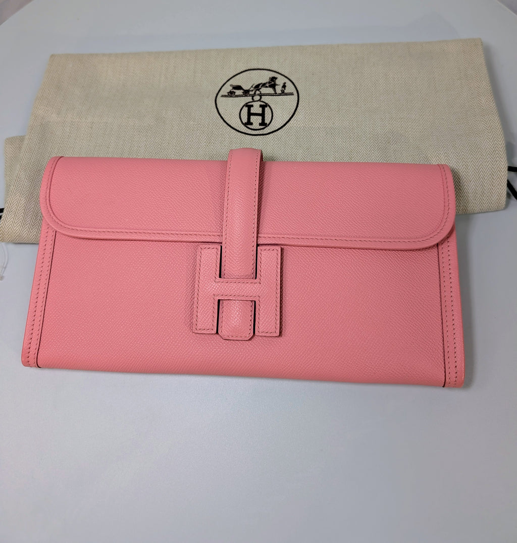 Hermès Rose Confetti Epsom Leather Jige Élan 29 Clutch