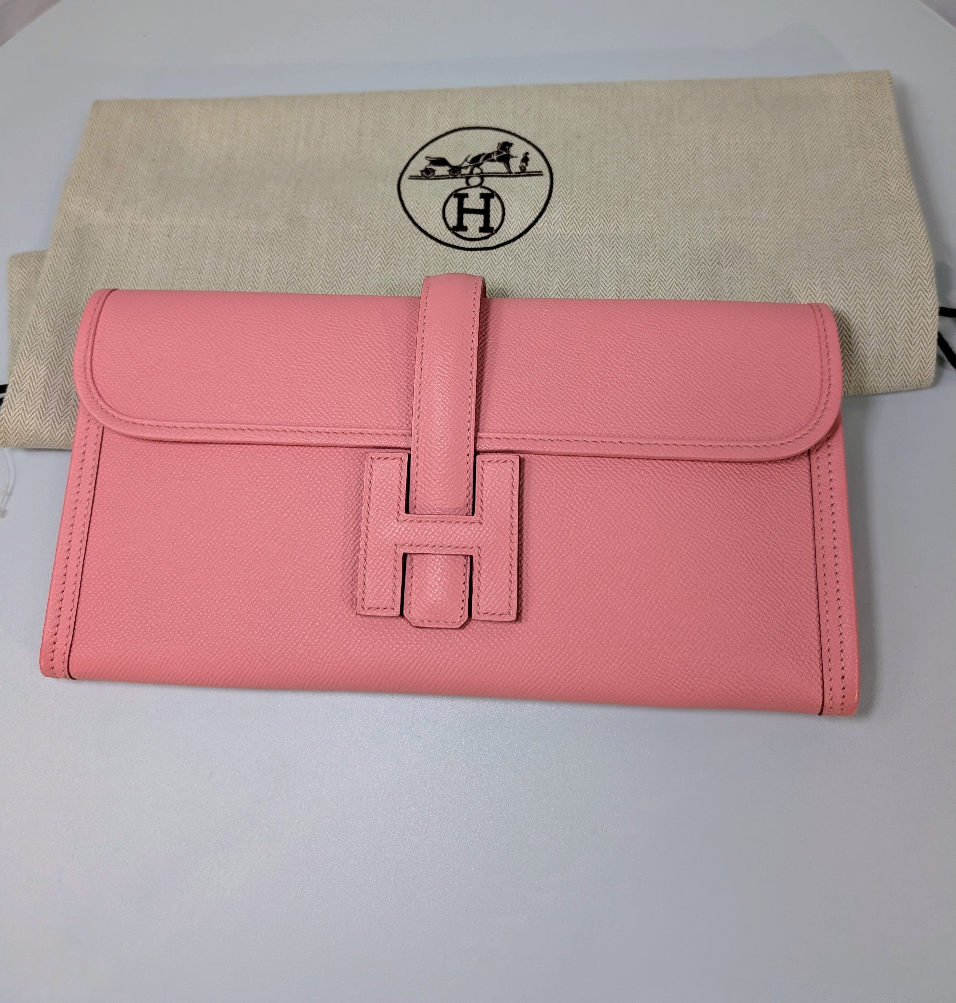 Hermès Rose Confetti Epsom Leather Jige Élan 29 Clutch