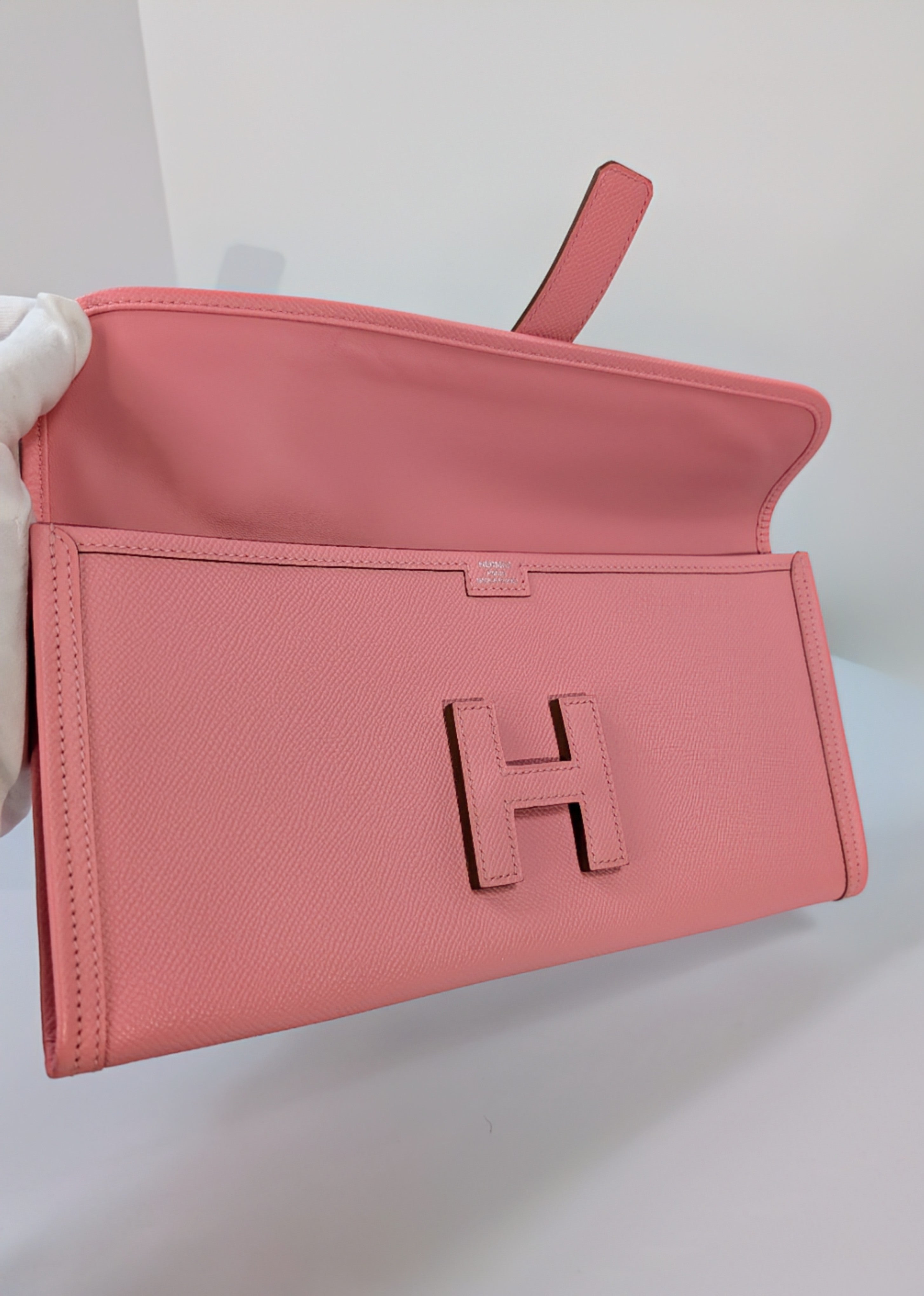Hermès Rose Confetti Epsom Leather Jige Élan 29 Clutch
