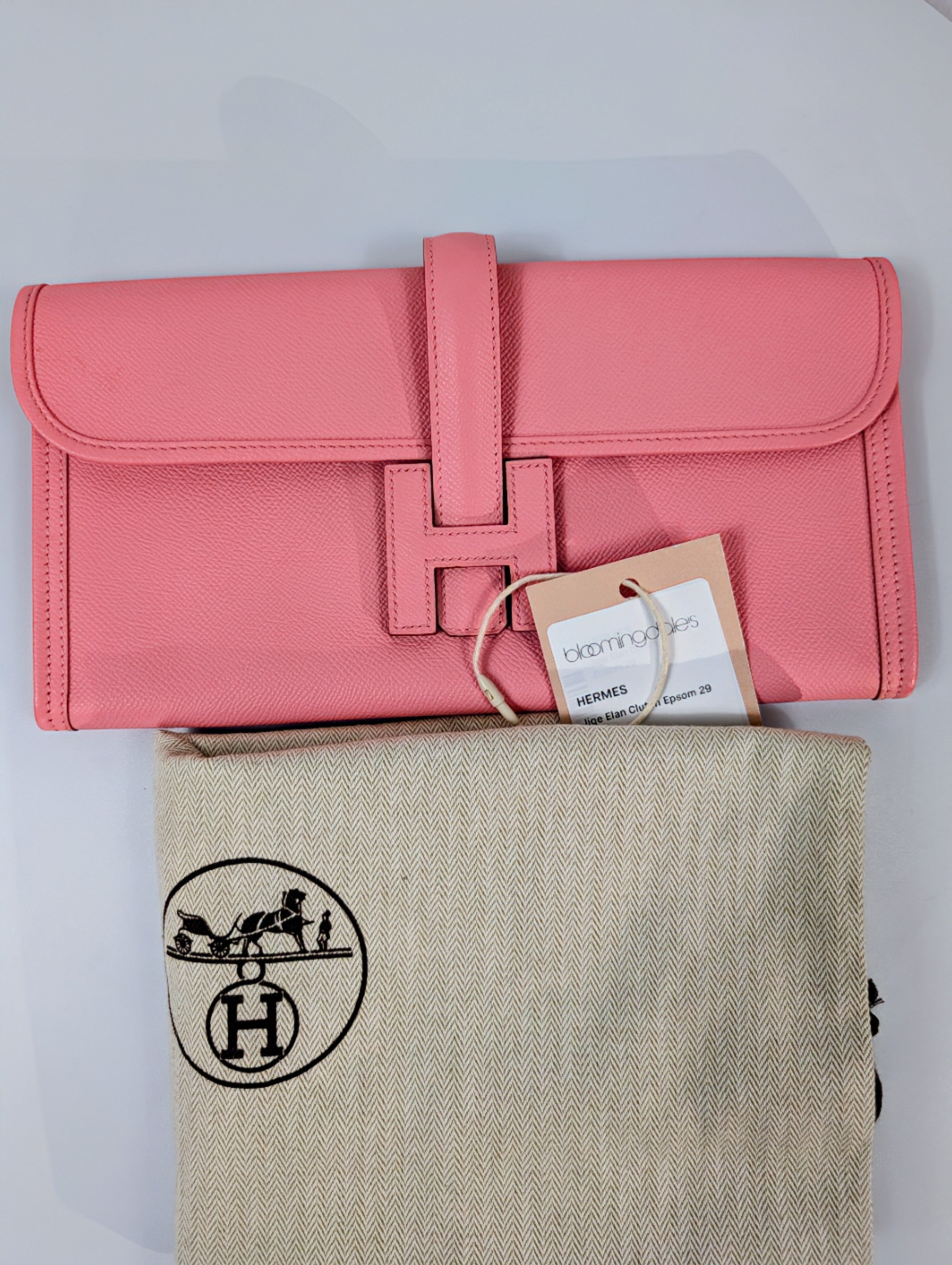 Hermès Rose Confetti Epsom Leather Jige Élan 29 Clutch
