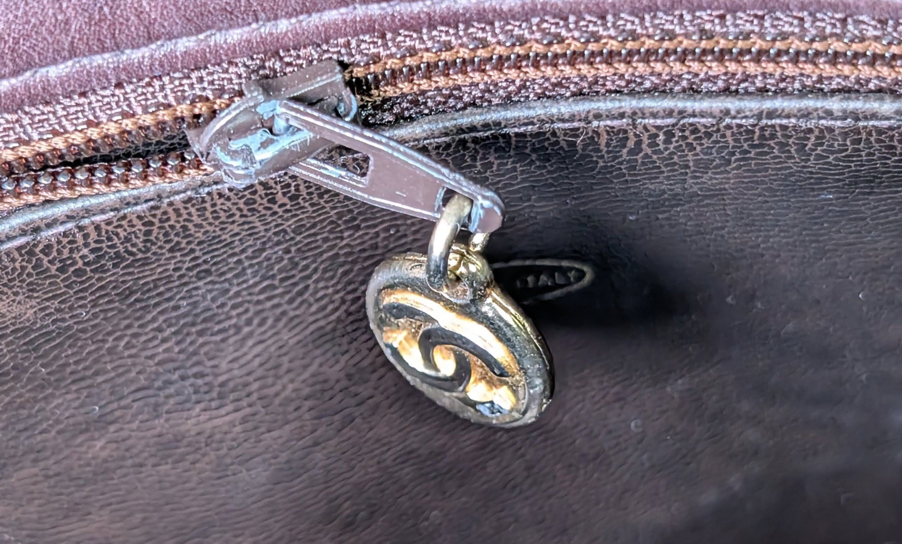 Chanel Vintage Dark Brown Chestnut Lambskin Stitched CC Tote with 24k Gold-Plated Charm
