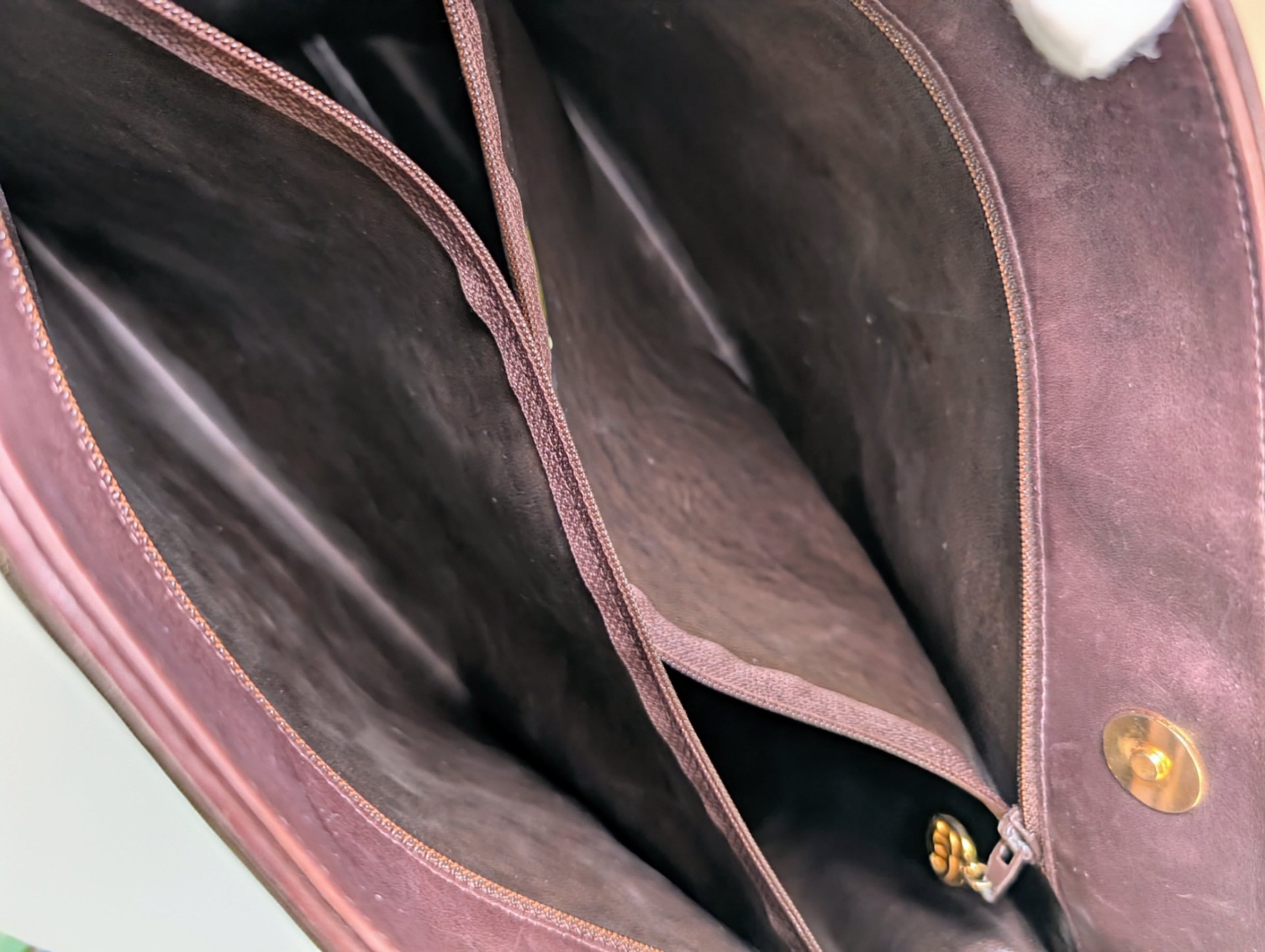 Chanel Vintage Dark Brown Chestnut Lambskin Stitched CC Tote with 24k Gold-Plated Charm