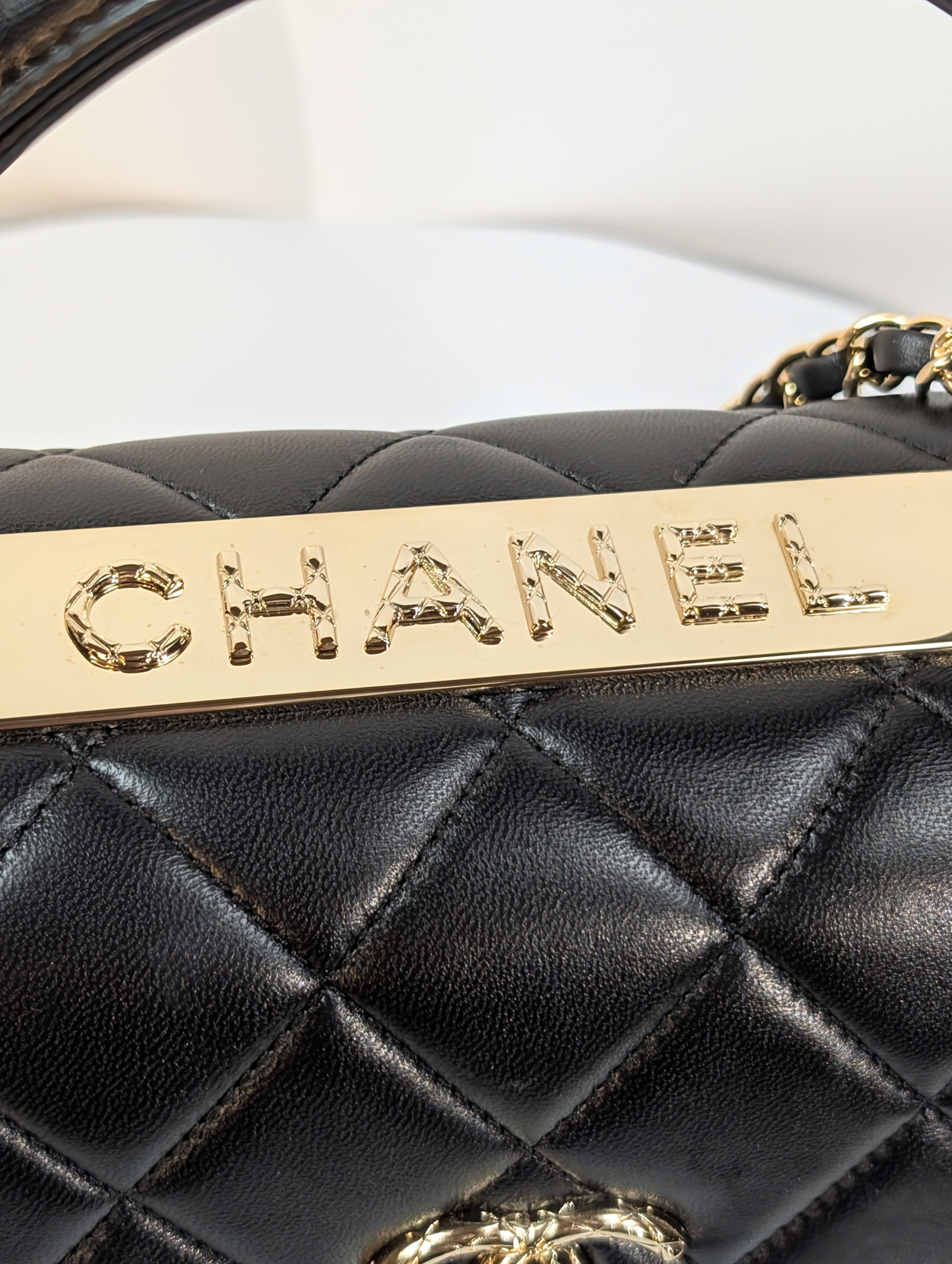 Chanel Black Quilted Lambskin Trendy CC Top Handle Flap Bag