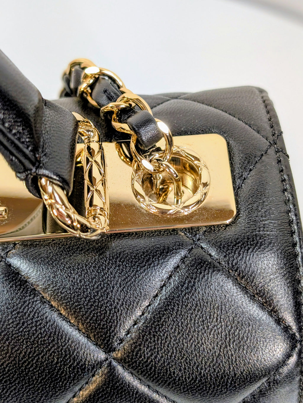 Chanel Black Quilted Lambskin Trendy CC Top Handle Flap Bag