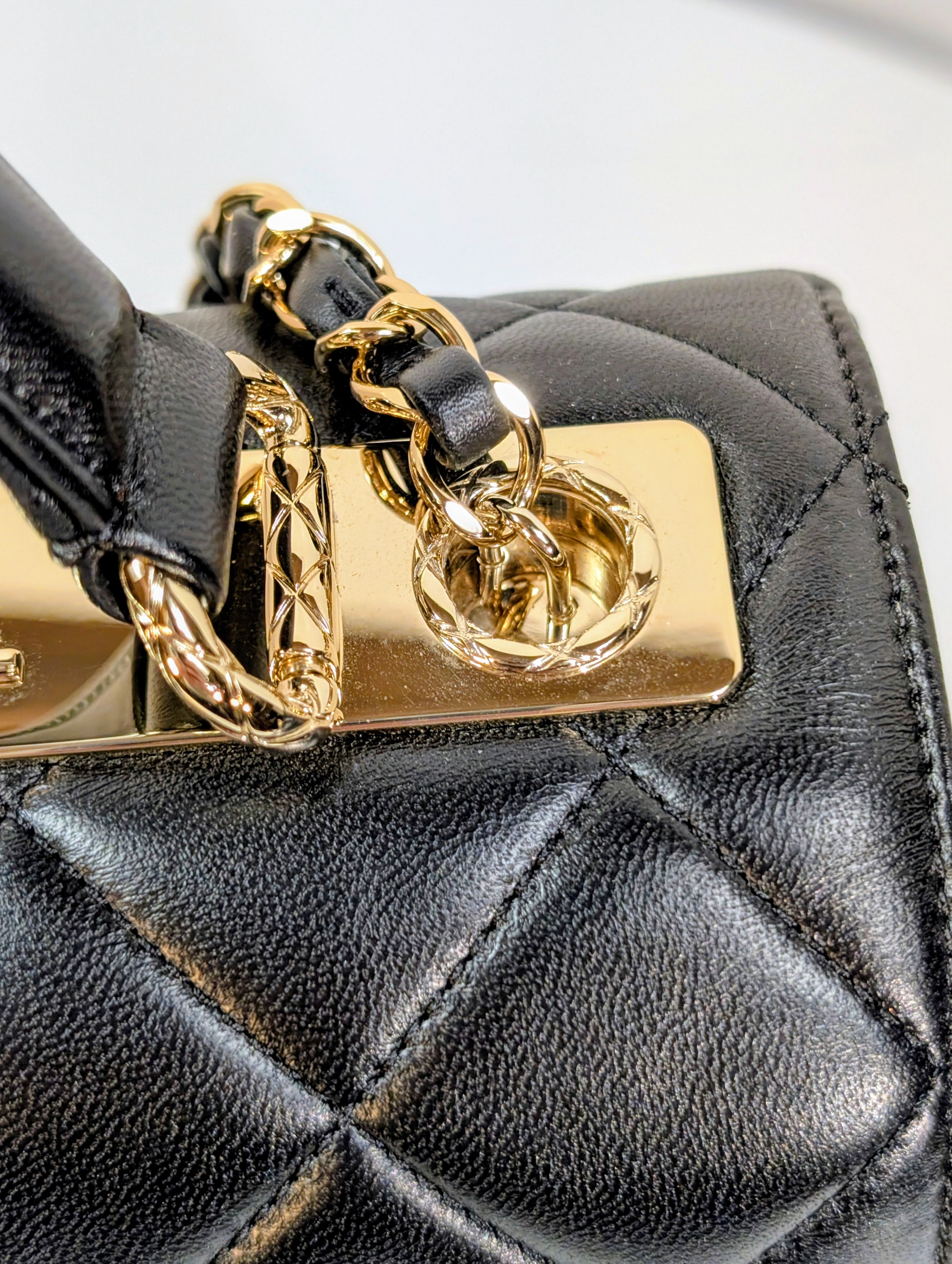 Chanel Black Quilted Lambskin Trendy CC Top Handle Flap Bag