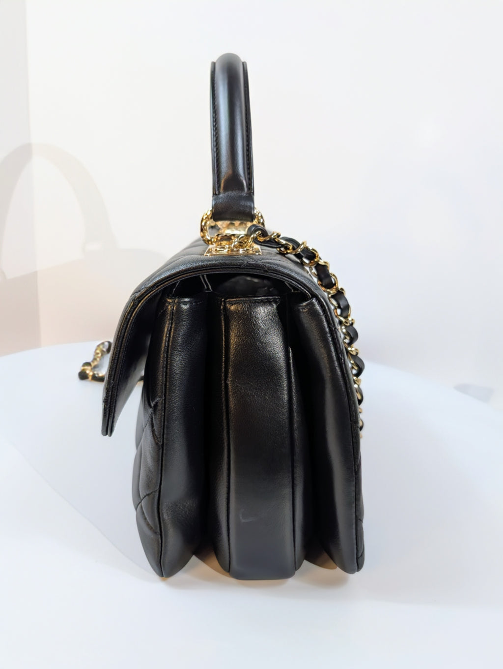 Chanel Black Quilted Lambskin Trendy CC Top Handle Flap Bag