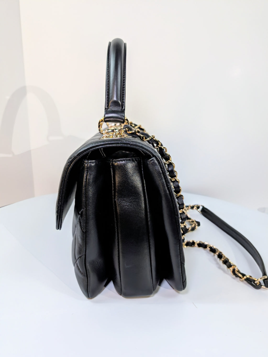 Chanel Black Quilted Lambskin Trendy CC Top Handle Flap Bag