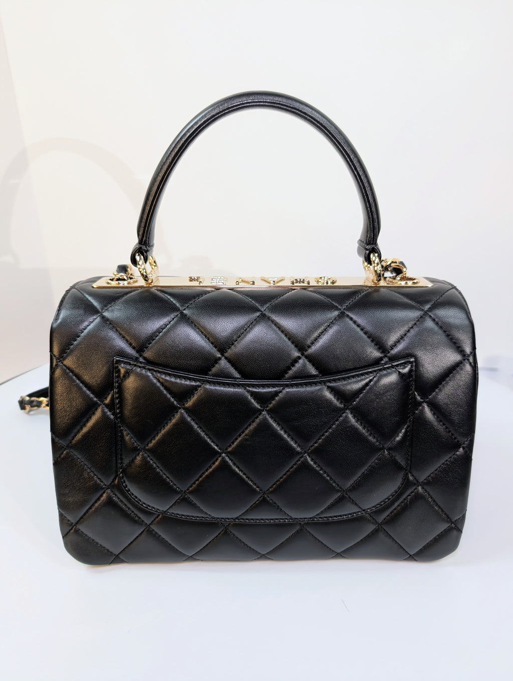 Chanel Black Quilted Lambskin Trendy CC Top Handle Flap Bag