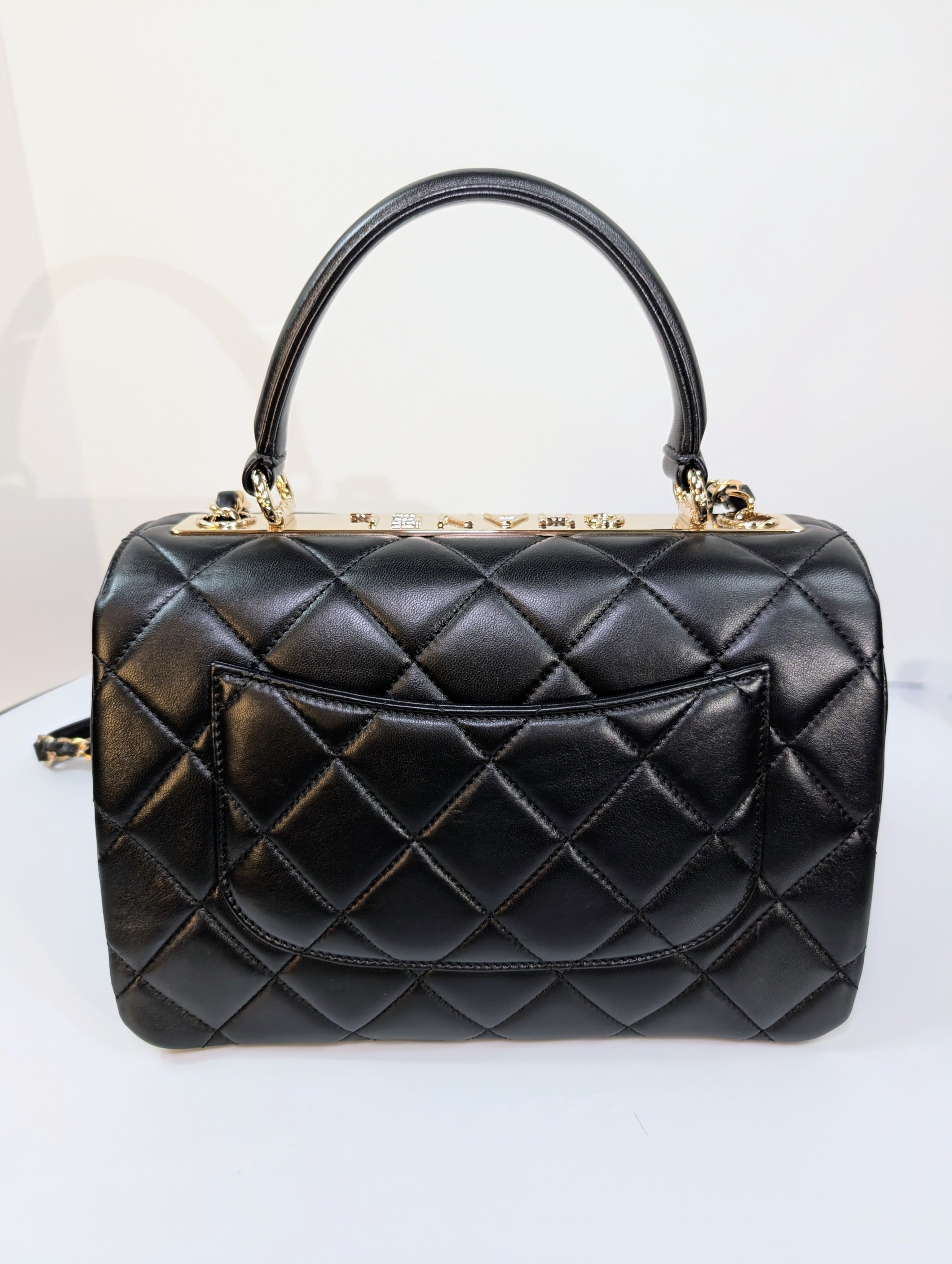 Chanel Black Quilted Lambskin Trendy CC Top Handle Flap Bag