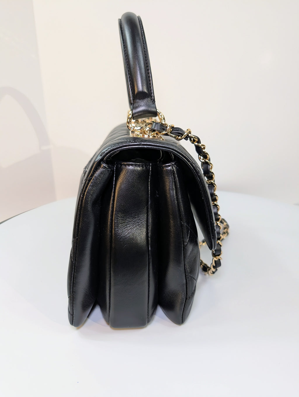 Chanel Black Quilted Lambskin Trendy CC Top Handle Flap Bag
