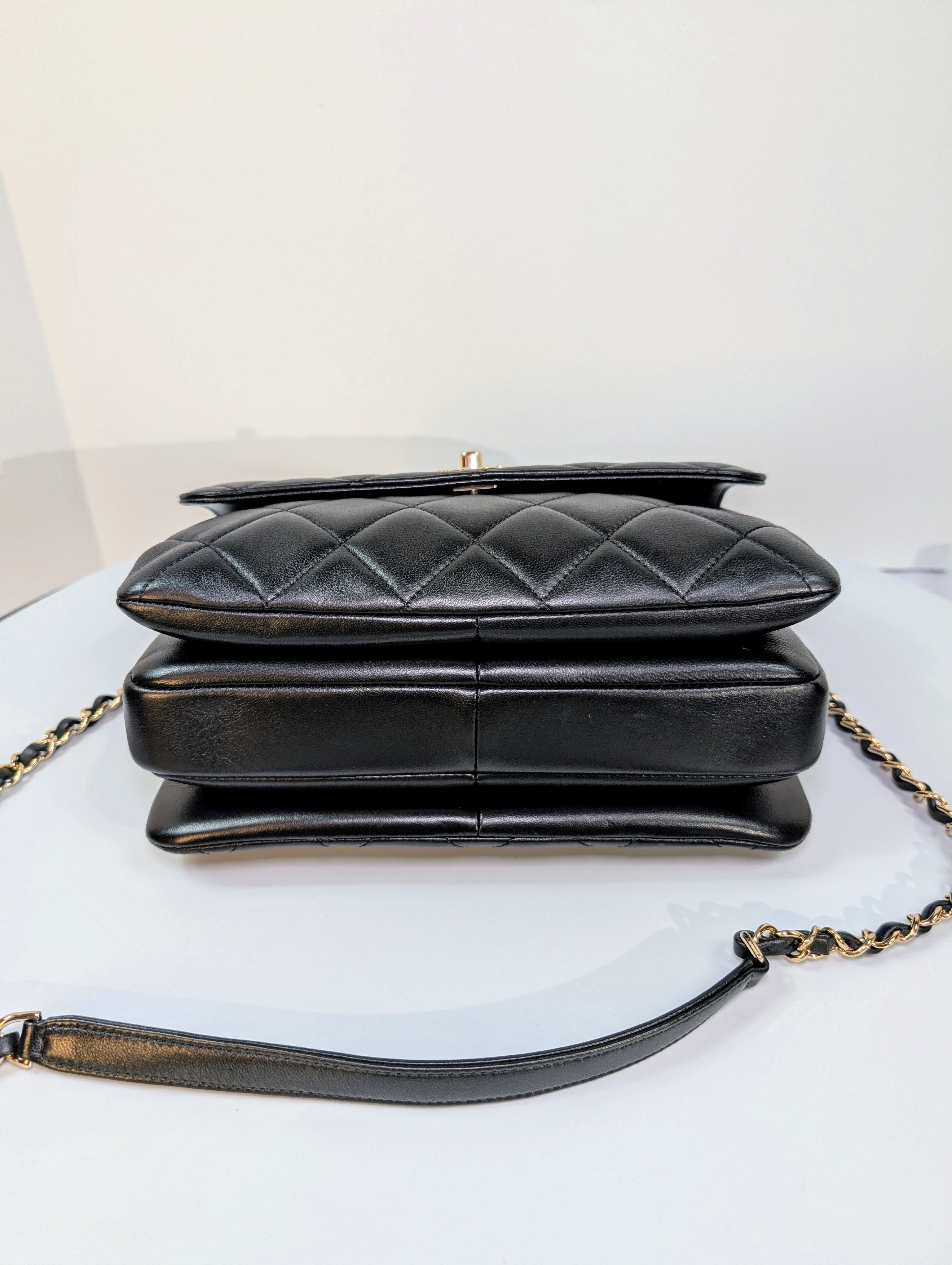 Chanel Black Quilted Lambskin Trendy CC Top Handle Flap Bag