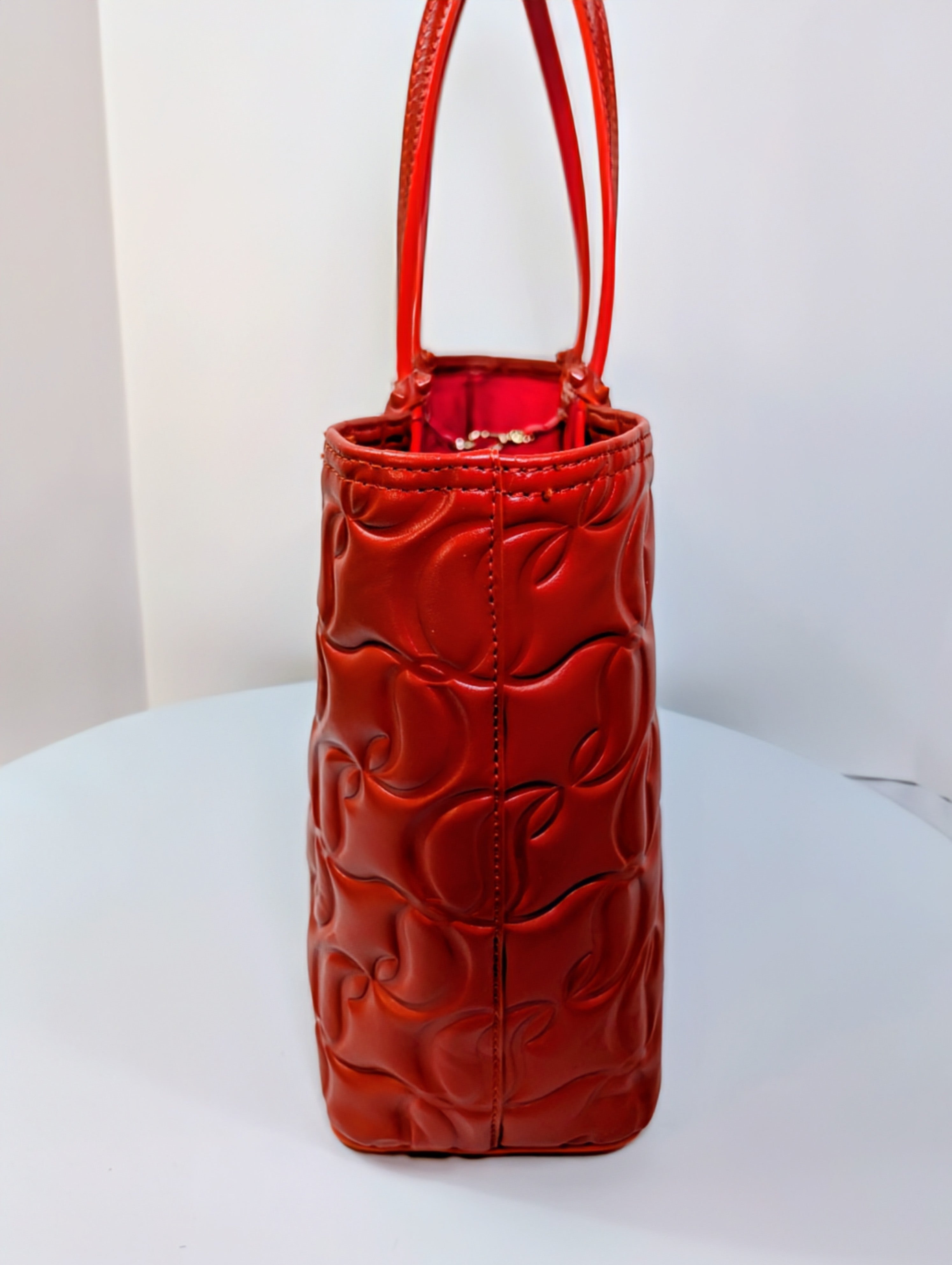 Christian Louboutin Orange Red Hall Logo-Embossed Leather Cabata Tote Bag