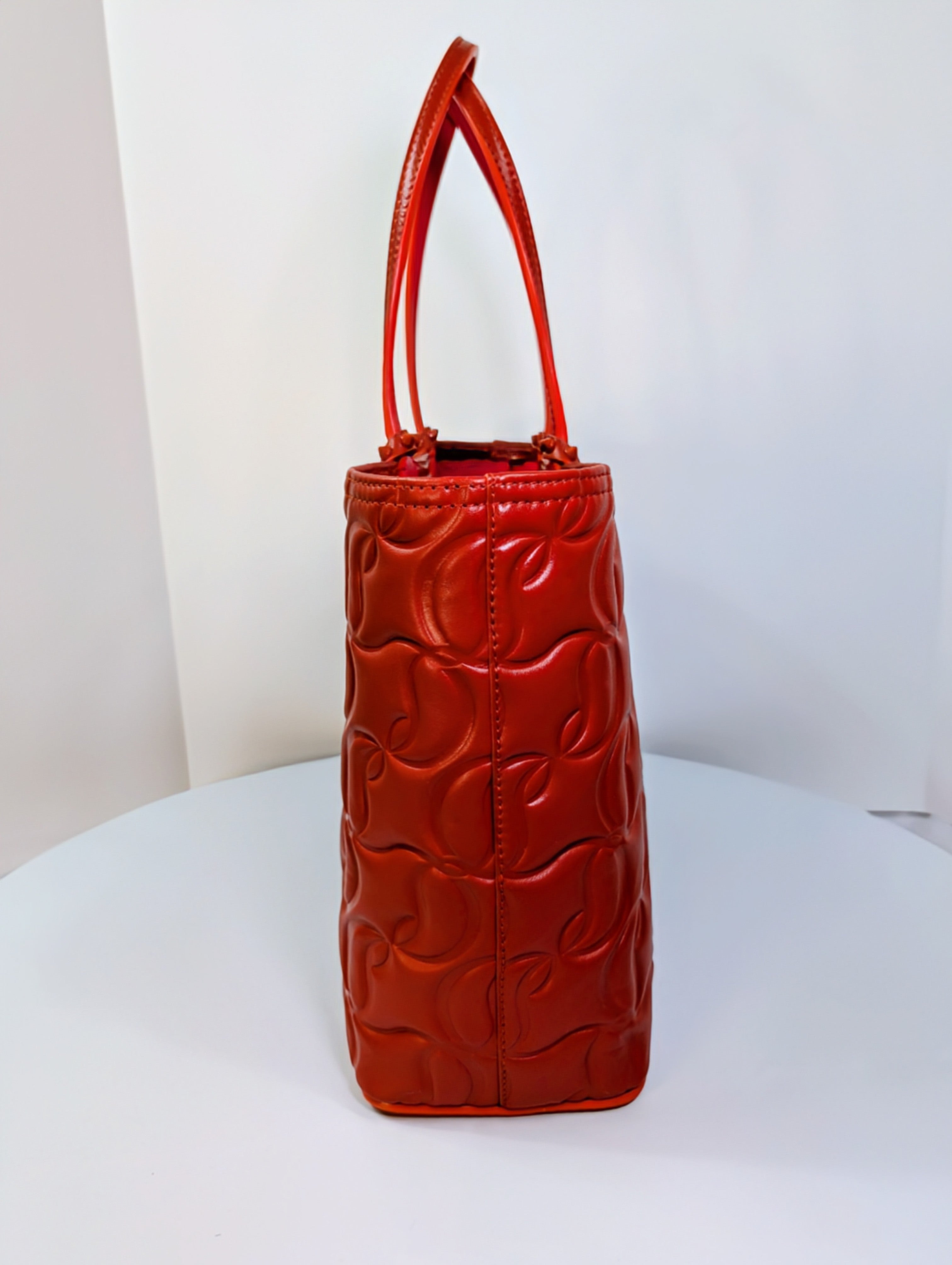 Christian Louboutin Orange Red Hall Logo-Embossed Leather Cabata Tote Bag