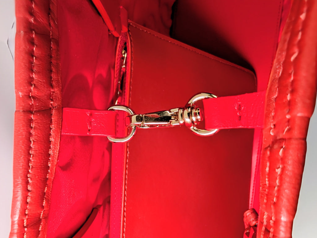 Christian Louboutin Orange Red Hall Logo-Embossed Leather Cabata Tote Bag