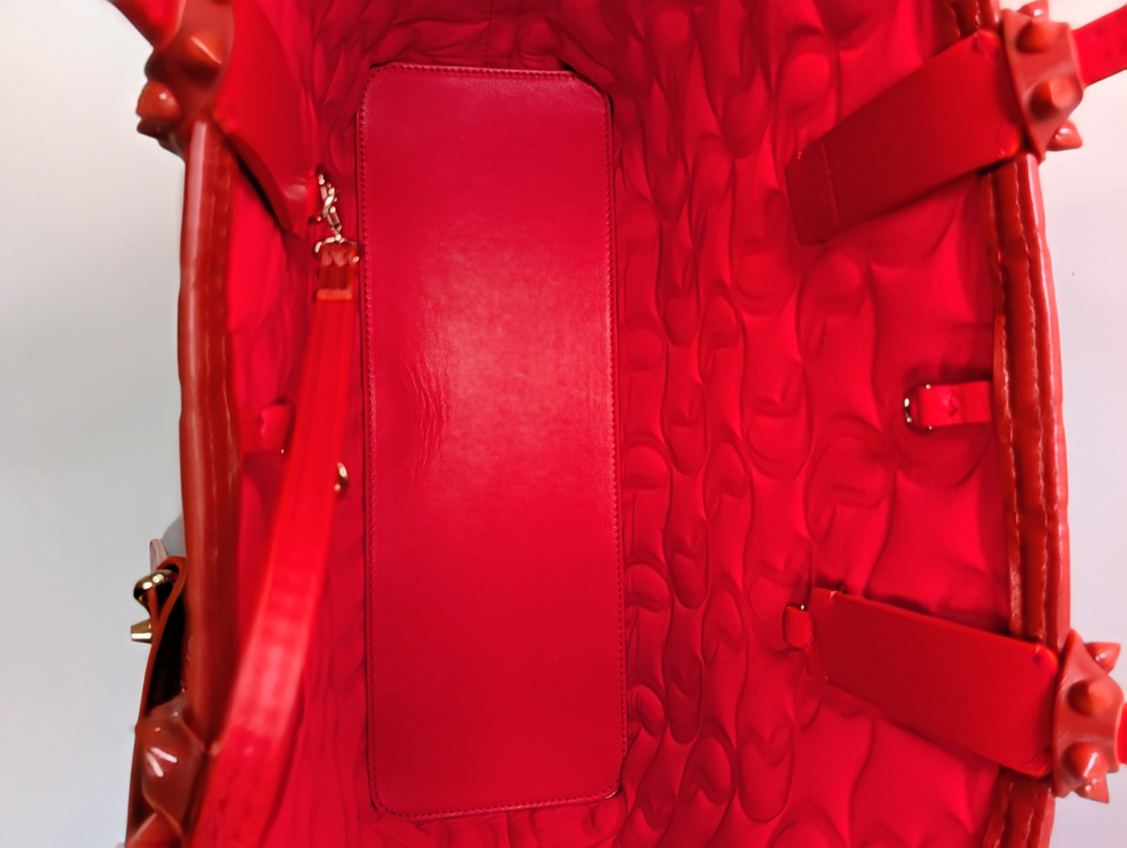 Christian Louboutin Orange Red Hall Logo-Embossed Leather Cabata Tote Bag