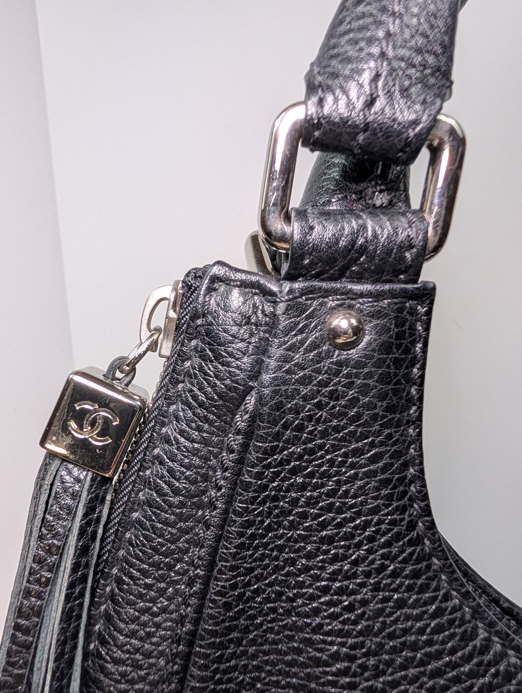 Chanel Vintage Black Timeless Soft Grained Calfskin Hobo Tassel Bag