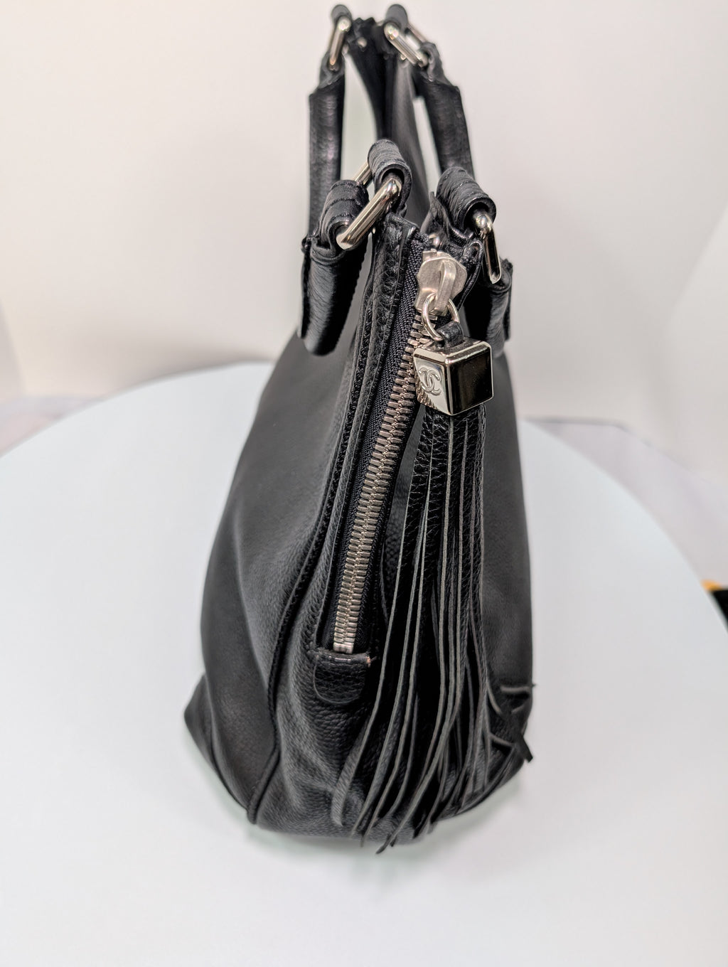 Chanel Vintage Black Timeless Soft Grained Calfskin Hobo Tassel Bag
