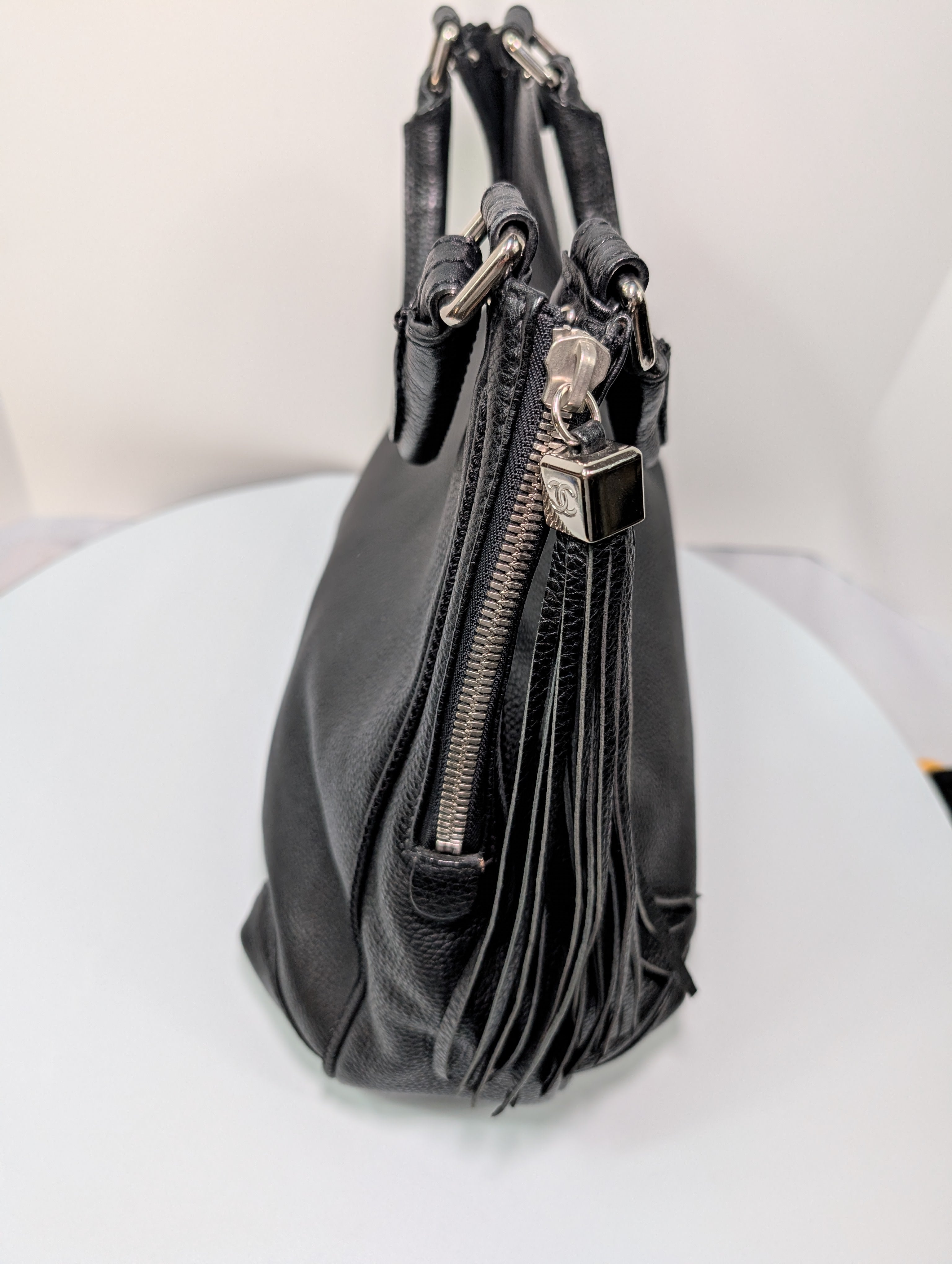 Chanel Vintage Black Timeless Soft Grained Calfskin Hobo Tassel Bag