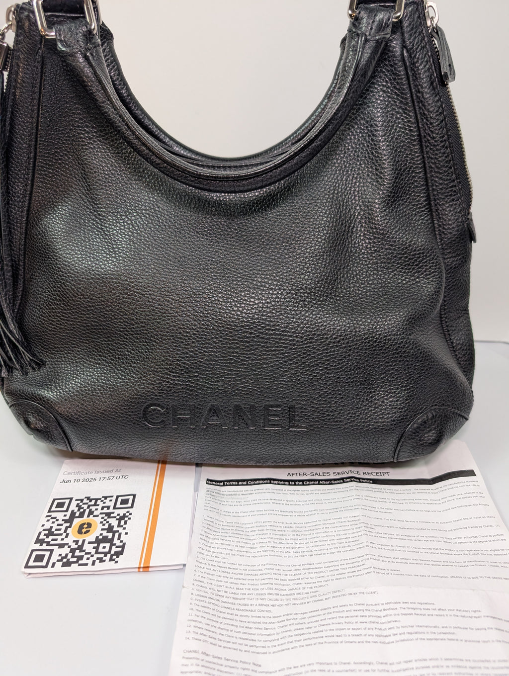 Chanel Vintage Black Timeless Soft Grained Calfskin Hobo Tassel Bag