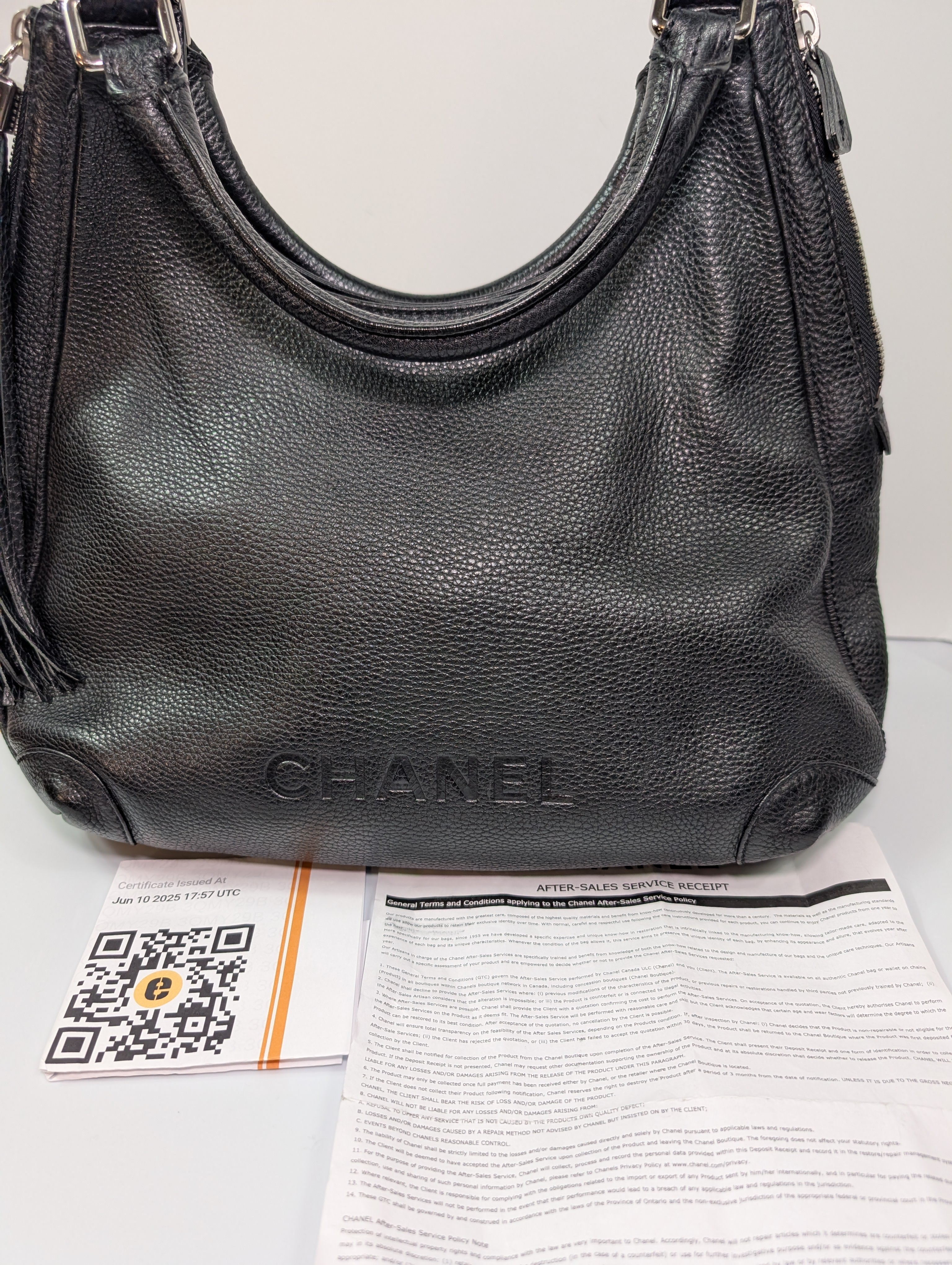 Chanel Vintage Black Timeless Soft Grained Calfskin Hobo Tassel Bag