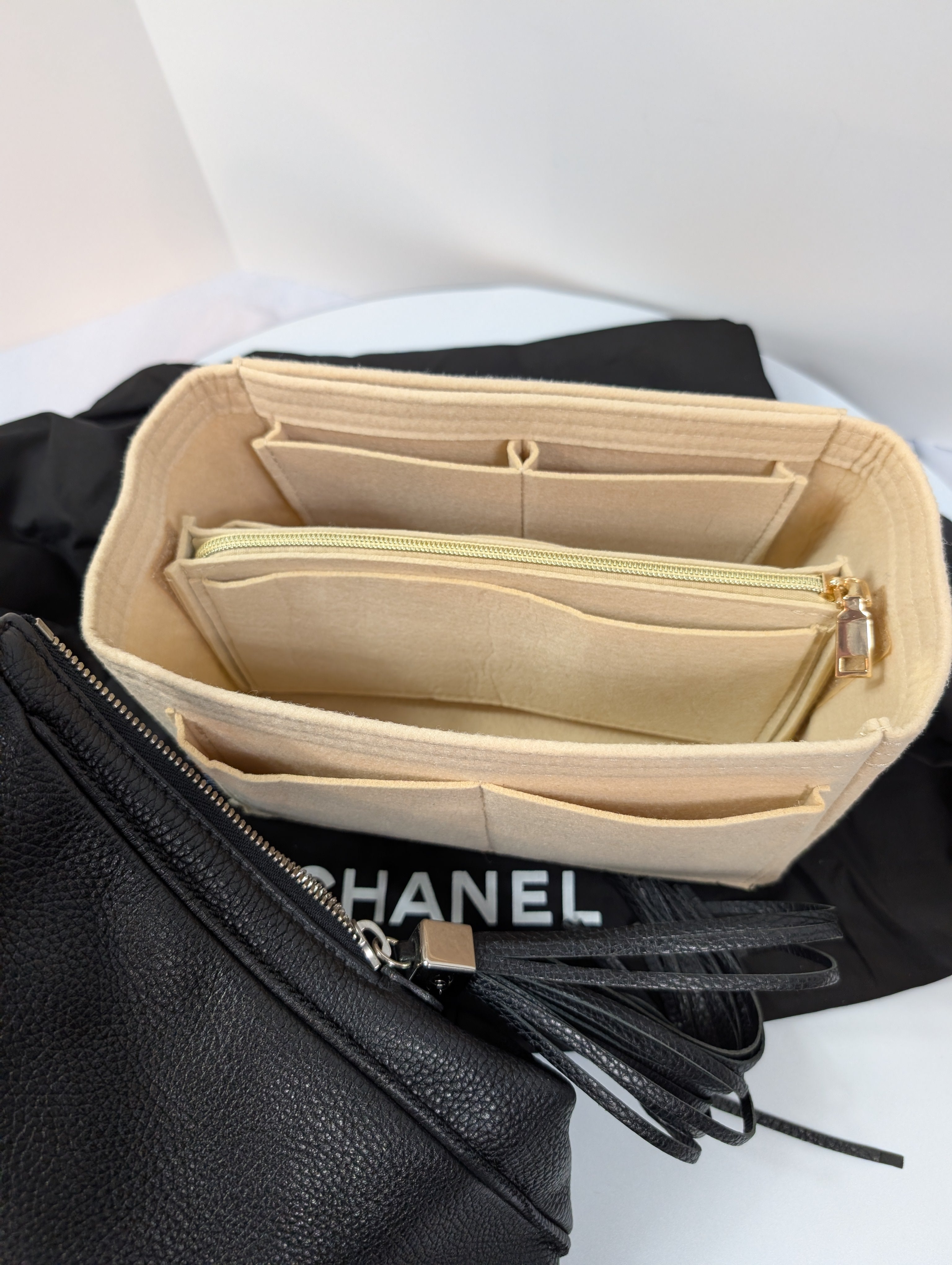 Chanel Vintage Black Timeless Soft Grained Calfskin Hobo Tassel Bag