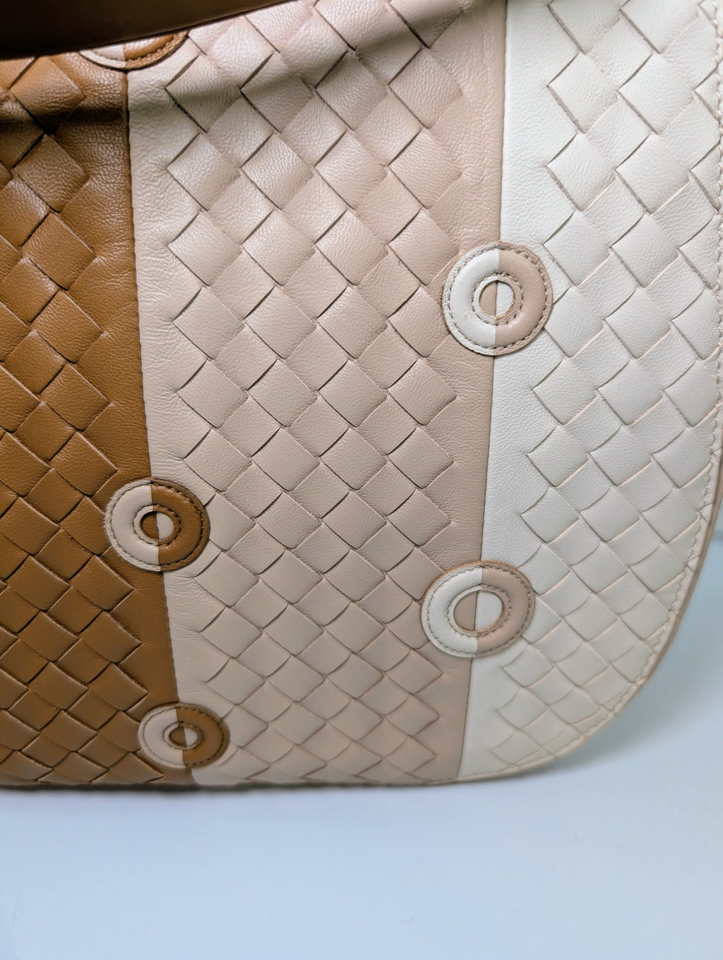 Bottega Venetta Beige/Tan/Brown Intrecciato Nappa Target Bag