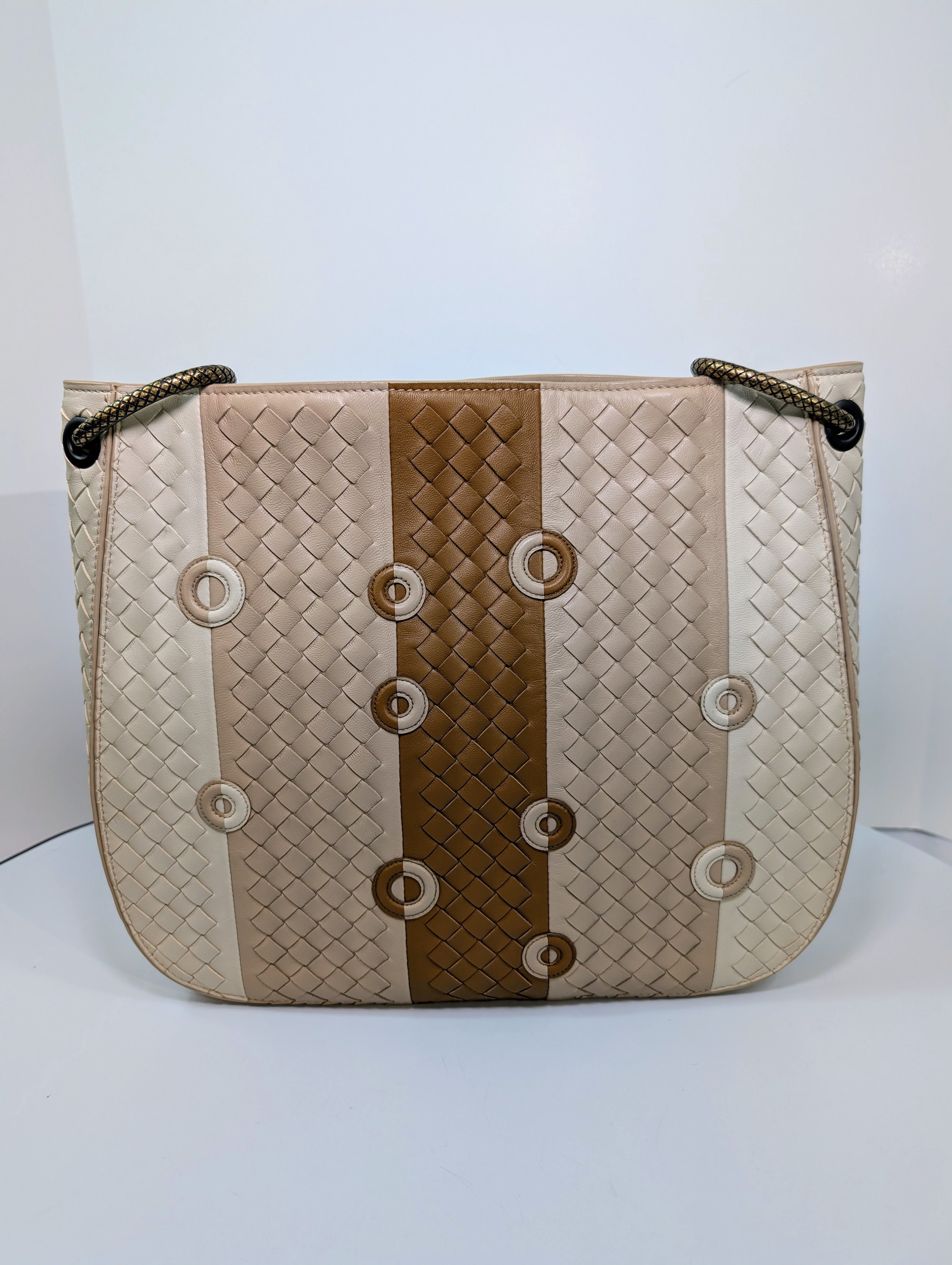 Bottega Venetta Beige/Tan/Brown Intrecciato Nappa Target Bag