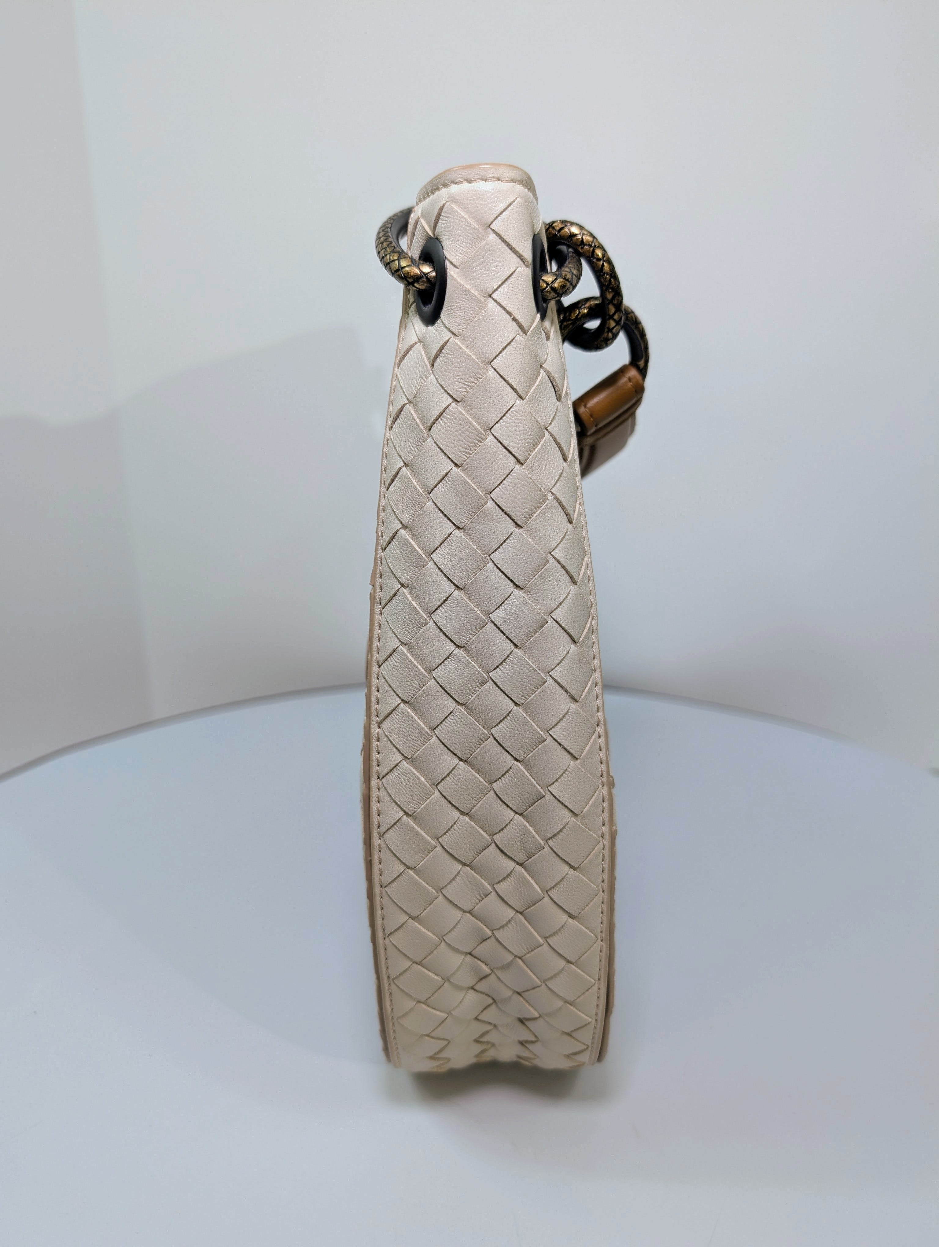 Bottega Venetta Beige/Tan/Brown Intrecciato Nappa Target Bag