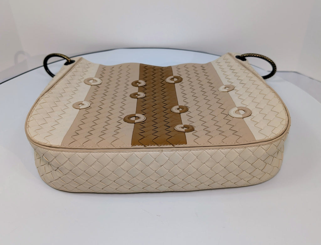 Bottega Venetta Beige/Tan/Brown Intrecciato Nappa Target Bag