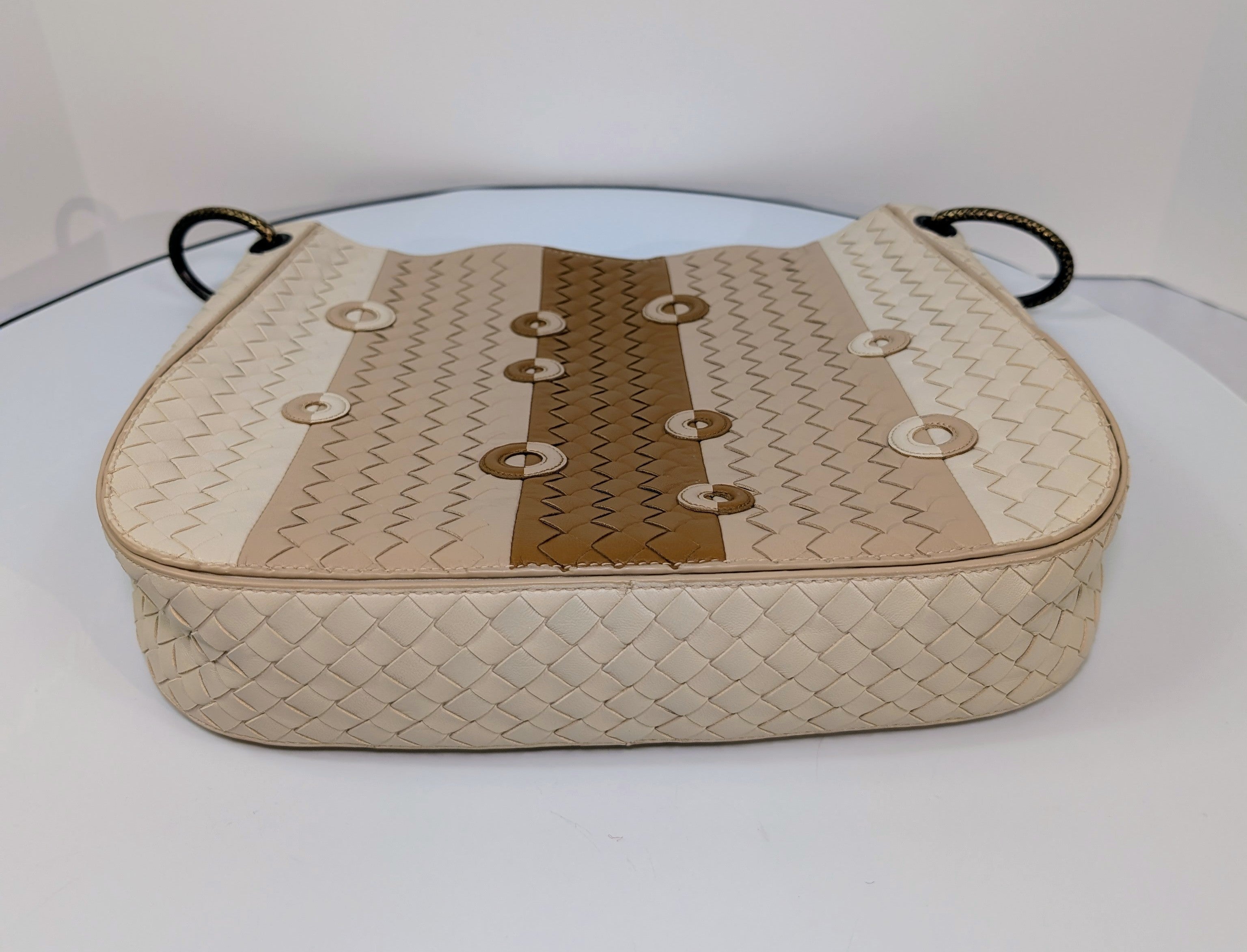 Bottega Venetta Beige/Tan/Brown Intrecciato Nappa Target Bag