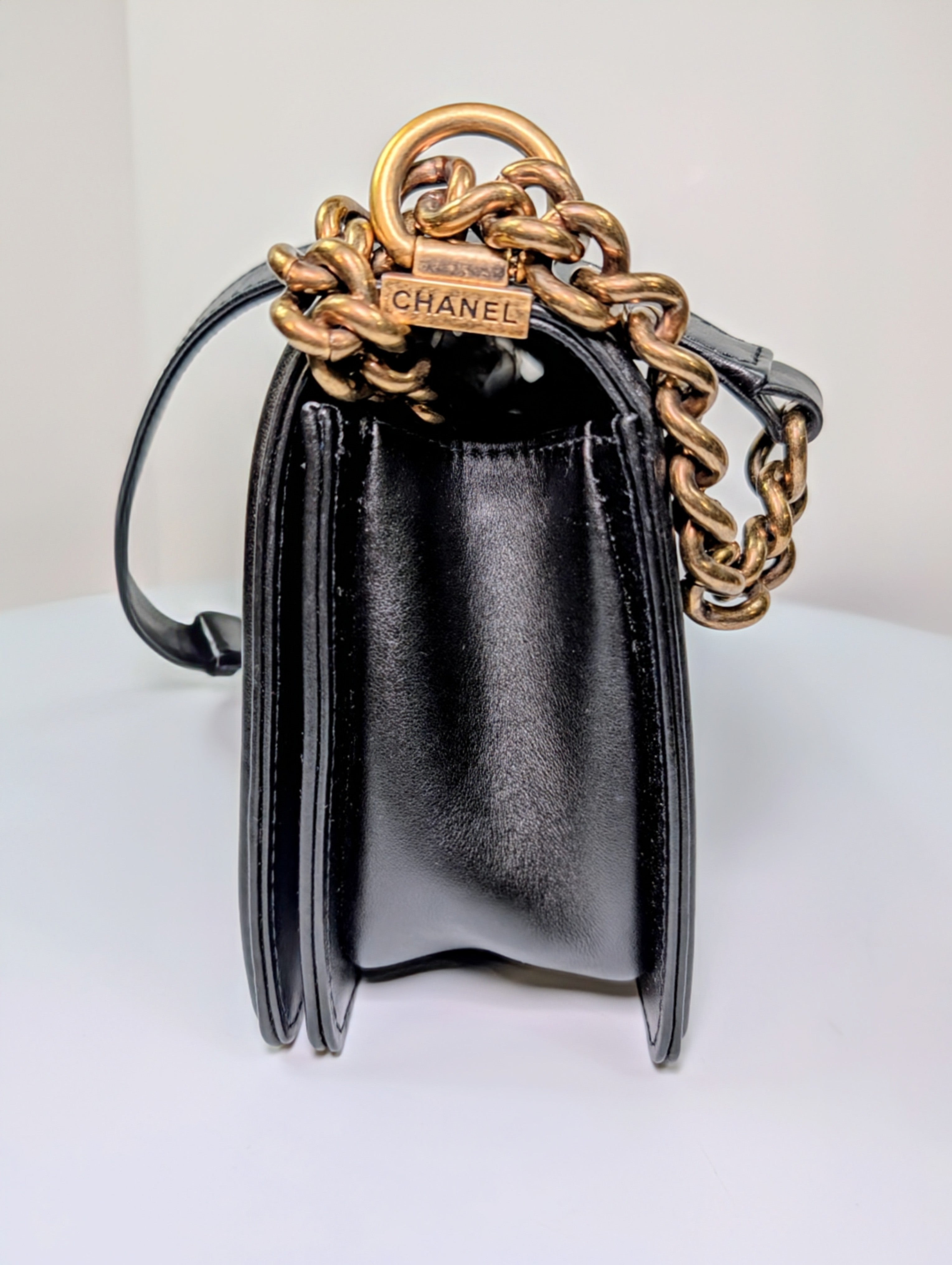 Chanel Rare Black Quilted Lambskin Medium Boy Bag with Jeweled Clasp