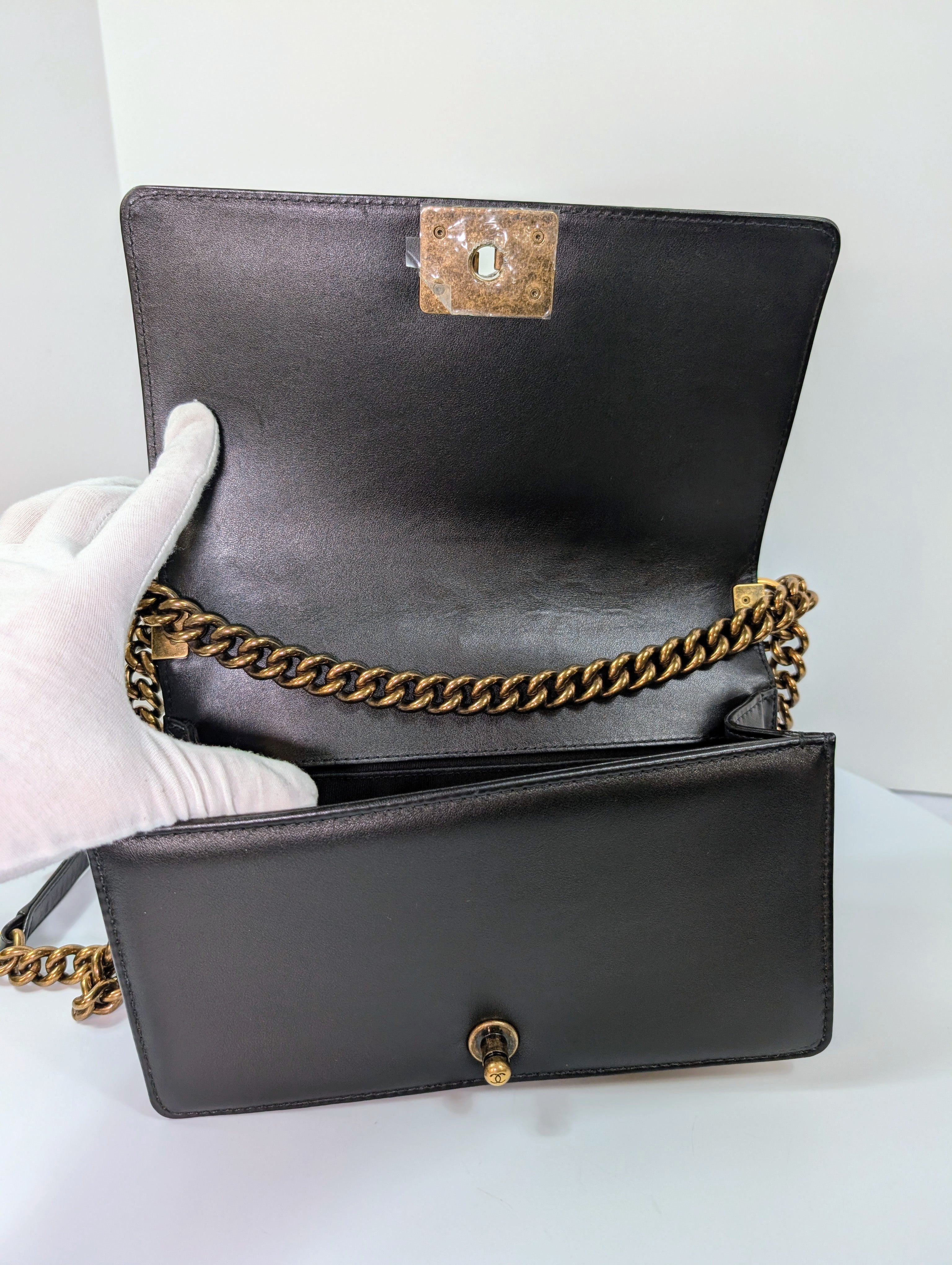 Chanel Rare Black Quilted Lambskin Medium Boy Bag with Jeweled Clasp