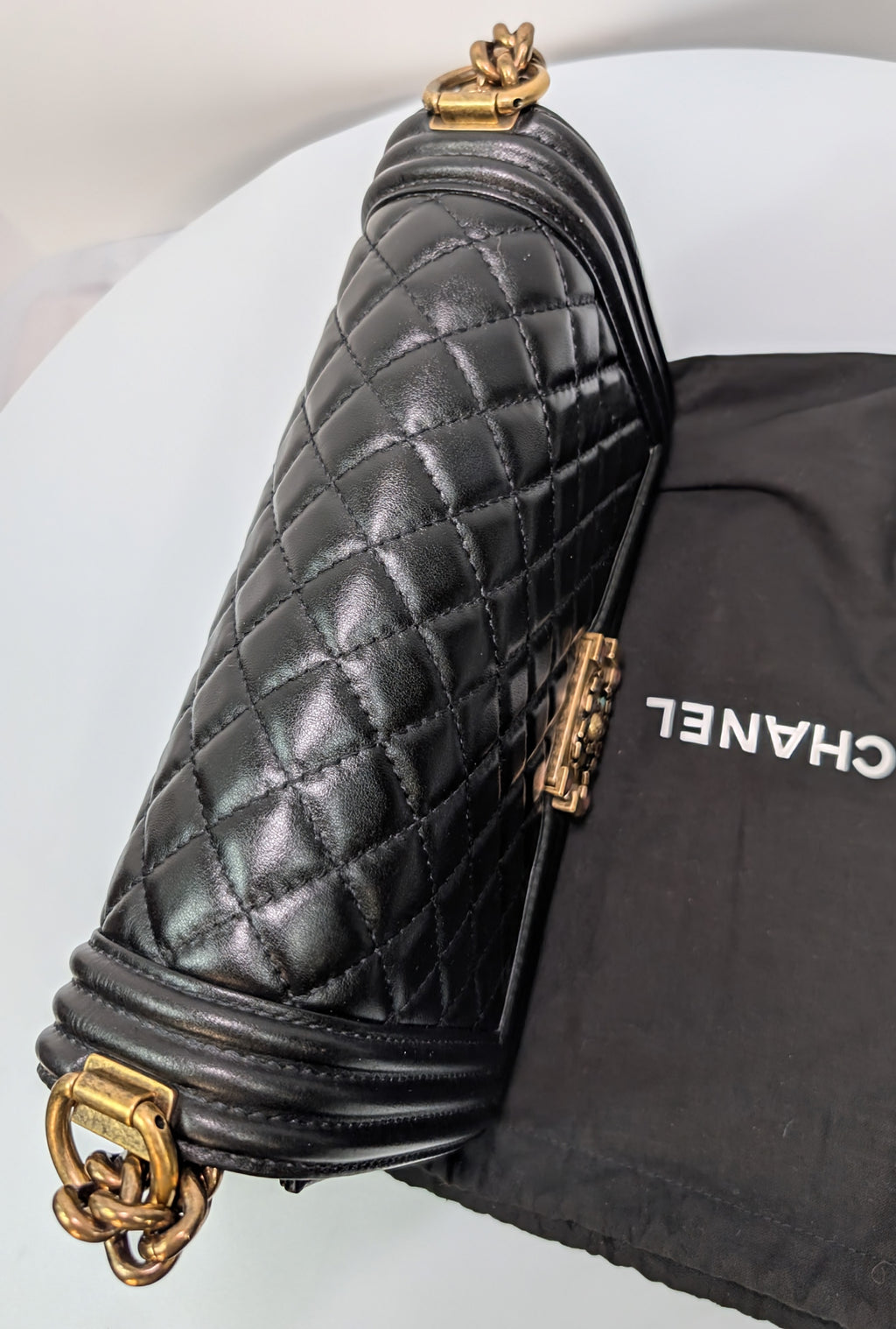 Chanel Rare Black Quilted Lambskin Medium Boy Bag with Jeweled Clasp