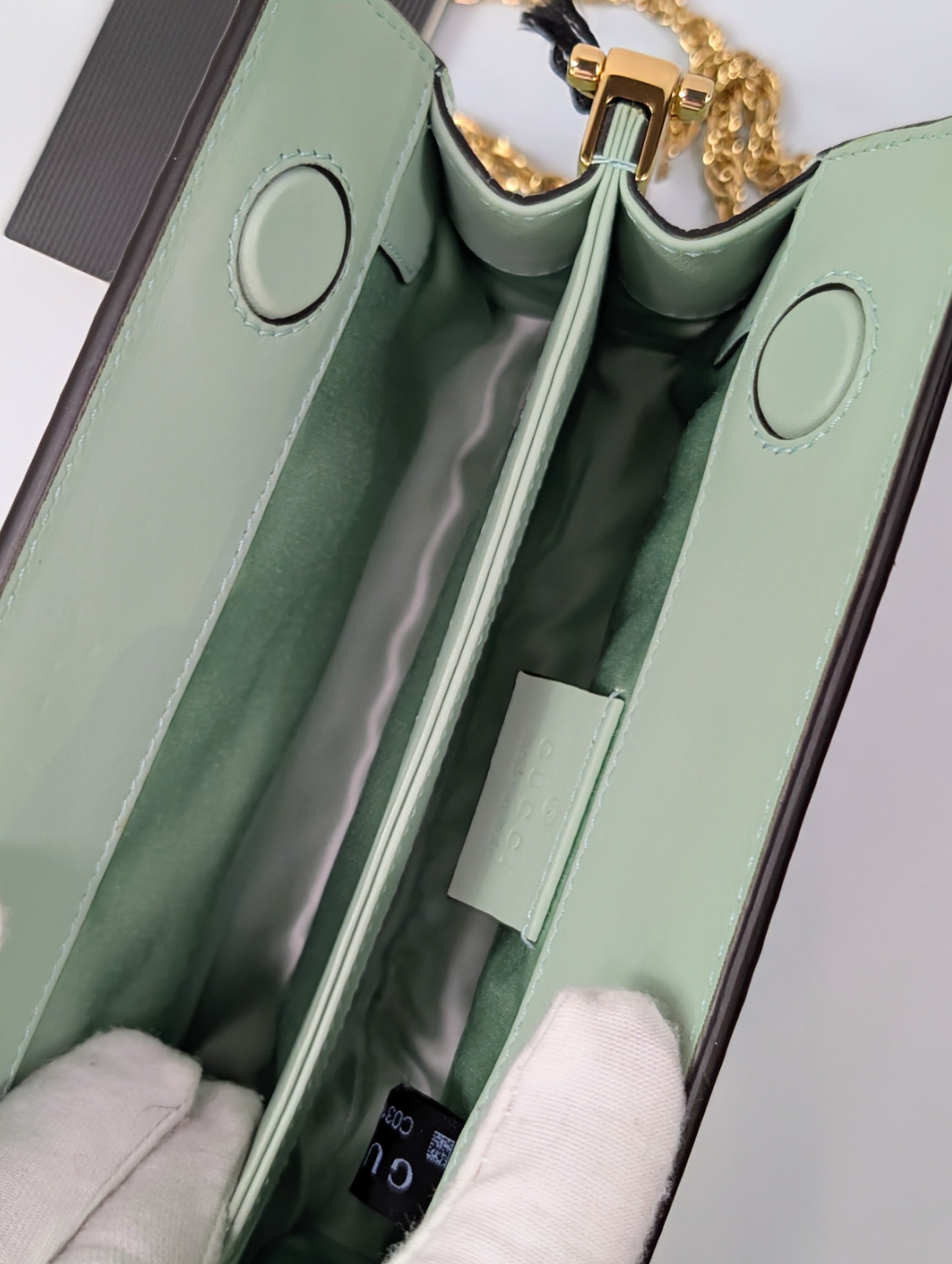 Gucci Mint Green Ophidia Floral Embroidered Satin, Python Shoulder Bag w Tags