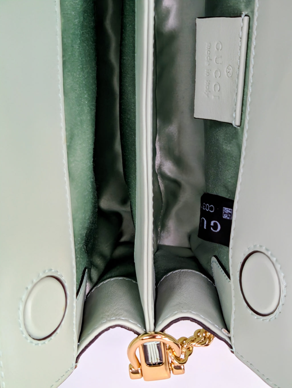 Gucci Mint Green Ophidia Floral Embroidered Satin, Python Shoulder Bag w Tags