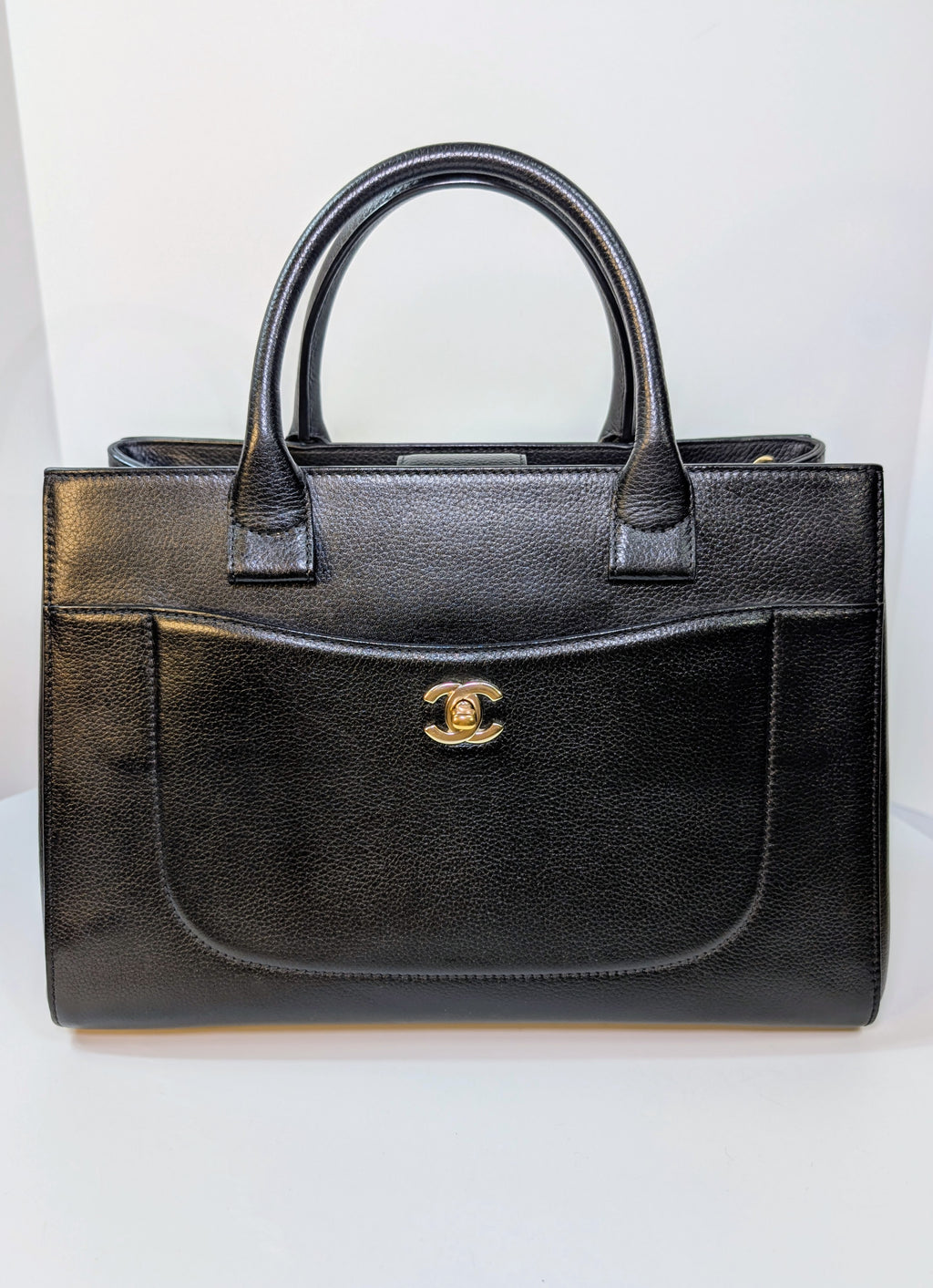 Chanel CC Turnlock Shopper Neo Tote Black with Gold Hardware
