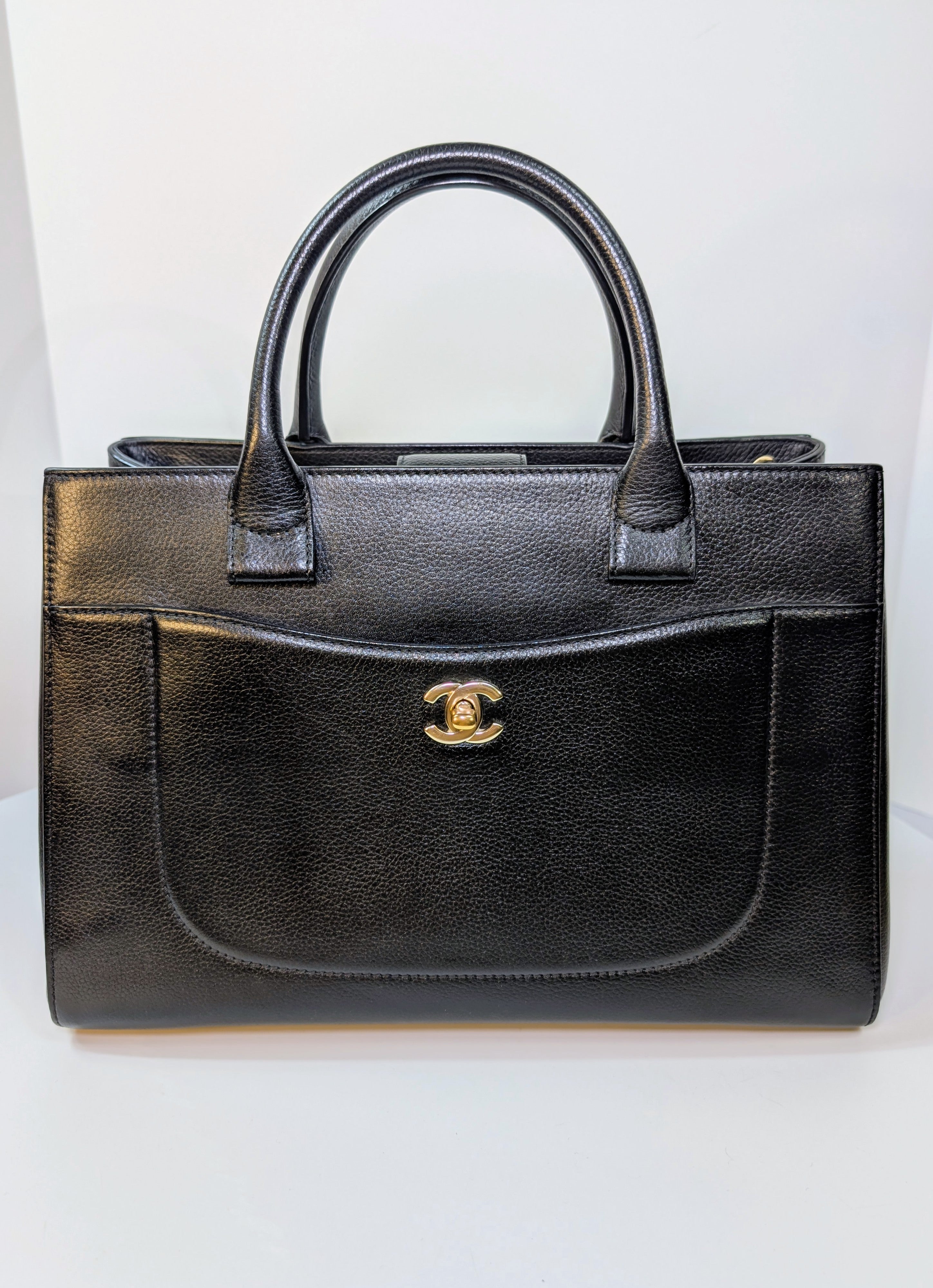 Chanel CC Turnlock Shopper Neo Tote Black with Gold Hardware