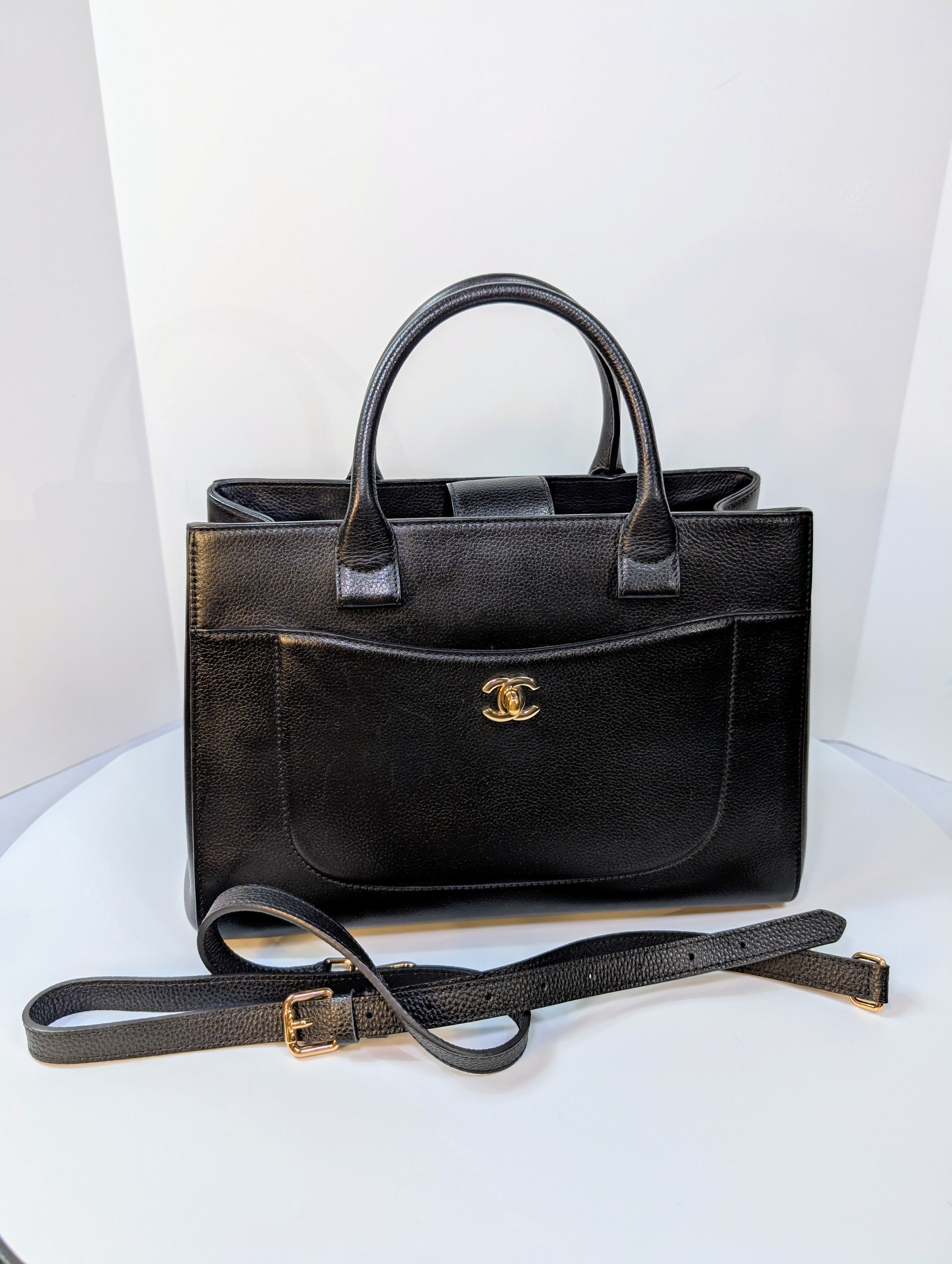 Chanel CC Turnlock Shopper Neo Tote Black with Gold Hardware