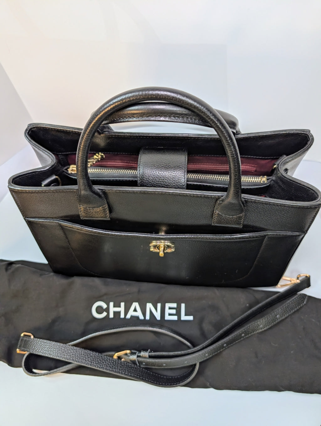 Chanel CC Turnlock Shopper Neo Tote Black with Gold Hardware